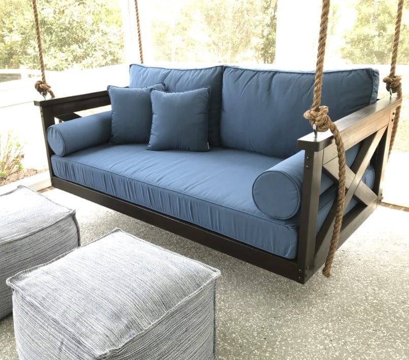 Premium Cedar Wood Lowcountry Swing Bed - Full Size Outdoor Daybed with A-Grade Cedar for Patio, Garden, or Porch Relaxation | Cooper River Style Hanging Swing Bed for Backyard Lounging