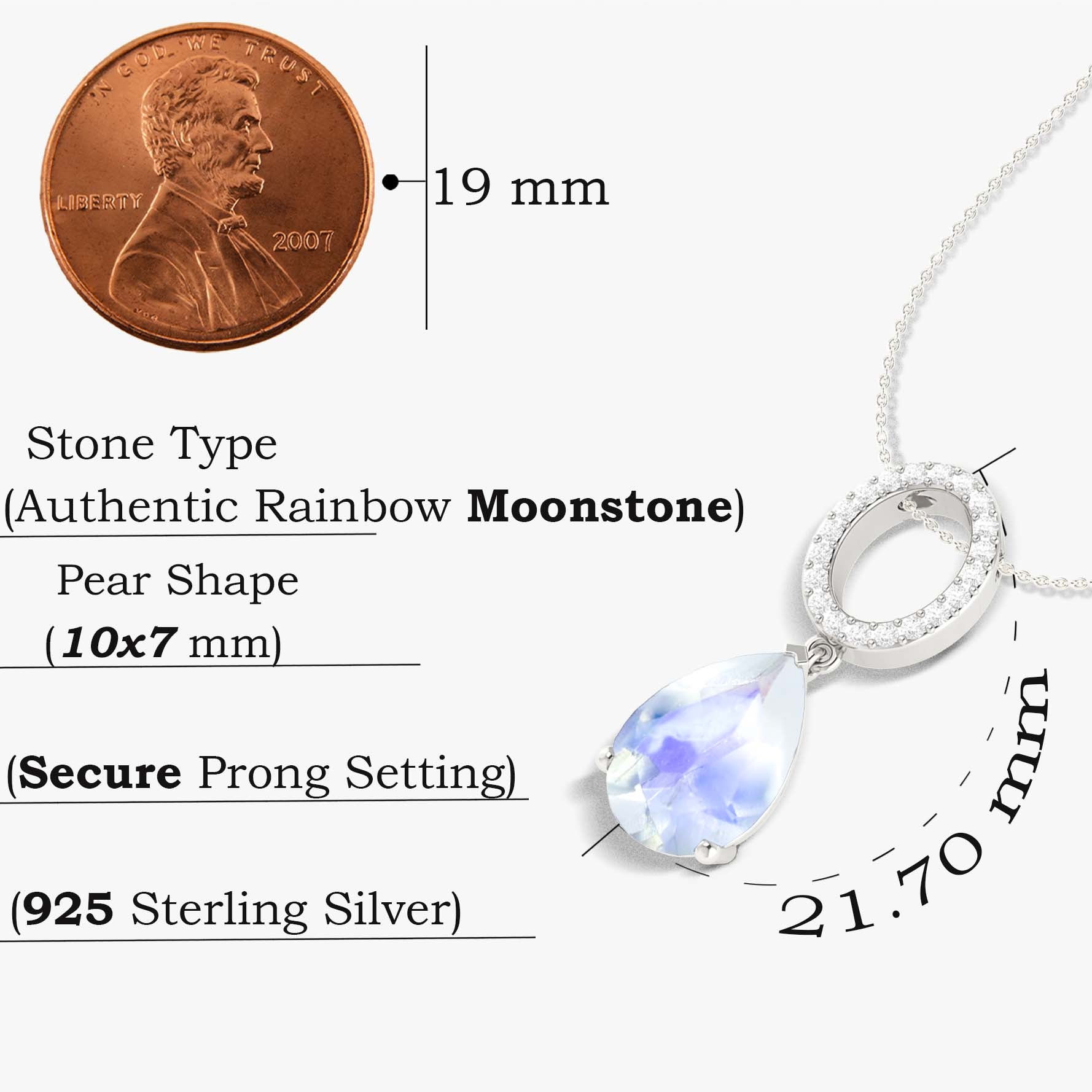 Natural Moonstone Single Pear Stone Drop Chain Pendant Necklace - Elegant Boho Jewelry for Women, Perfect for Everyday Wear, Parties & Special Occasions