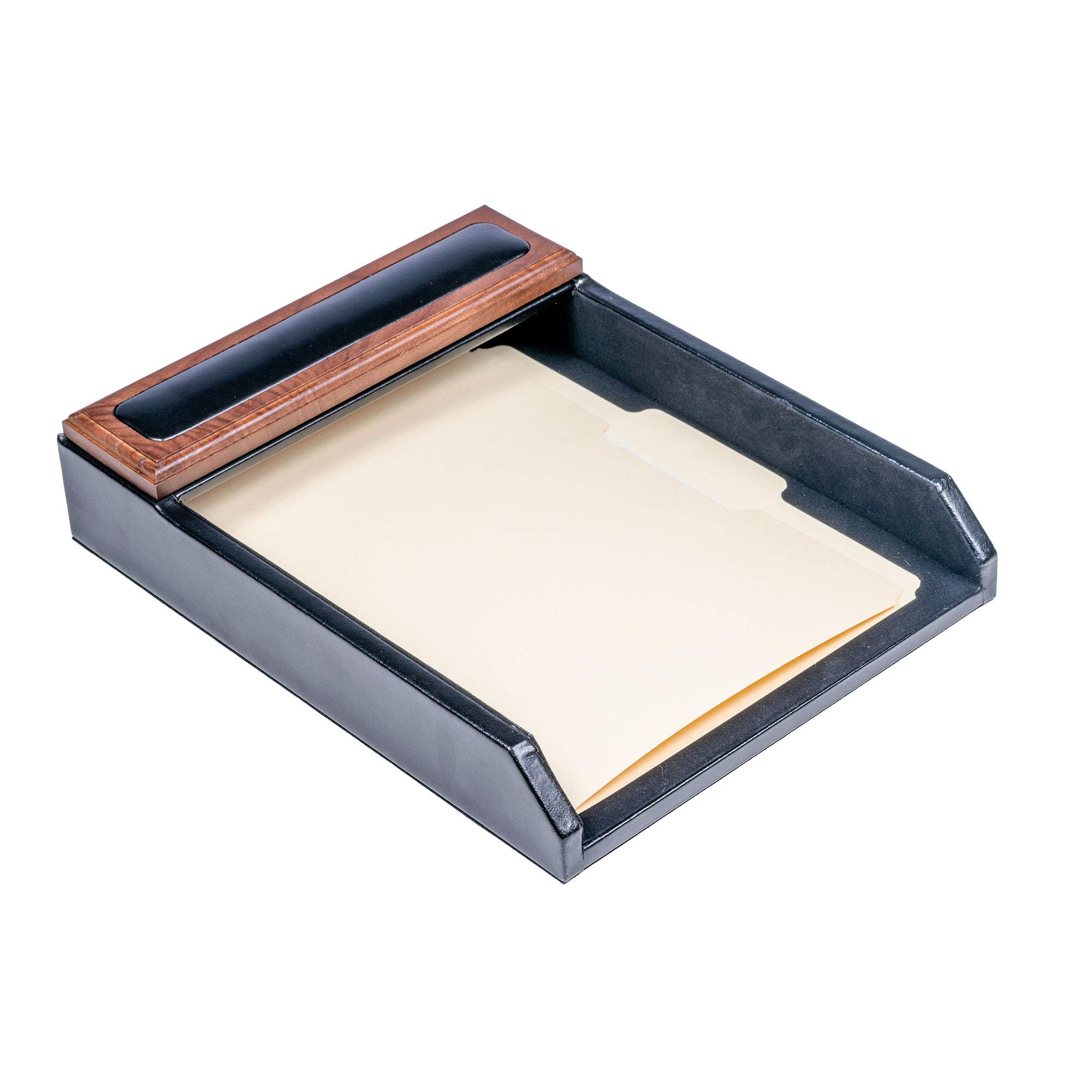 Premium Dacasso Wood & Leather Desk Set - Luxury Leather Desk Pad & Office Organizer with Walnut Wood & Black Leather (7-Piece) - Perfect for Executive Desks, Home Office & Professional Workspaces