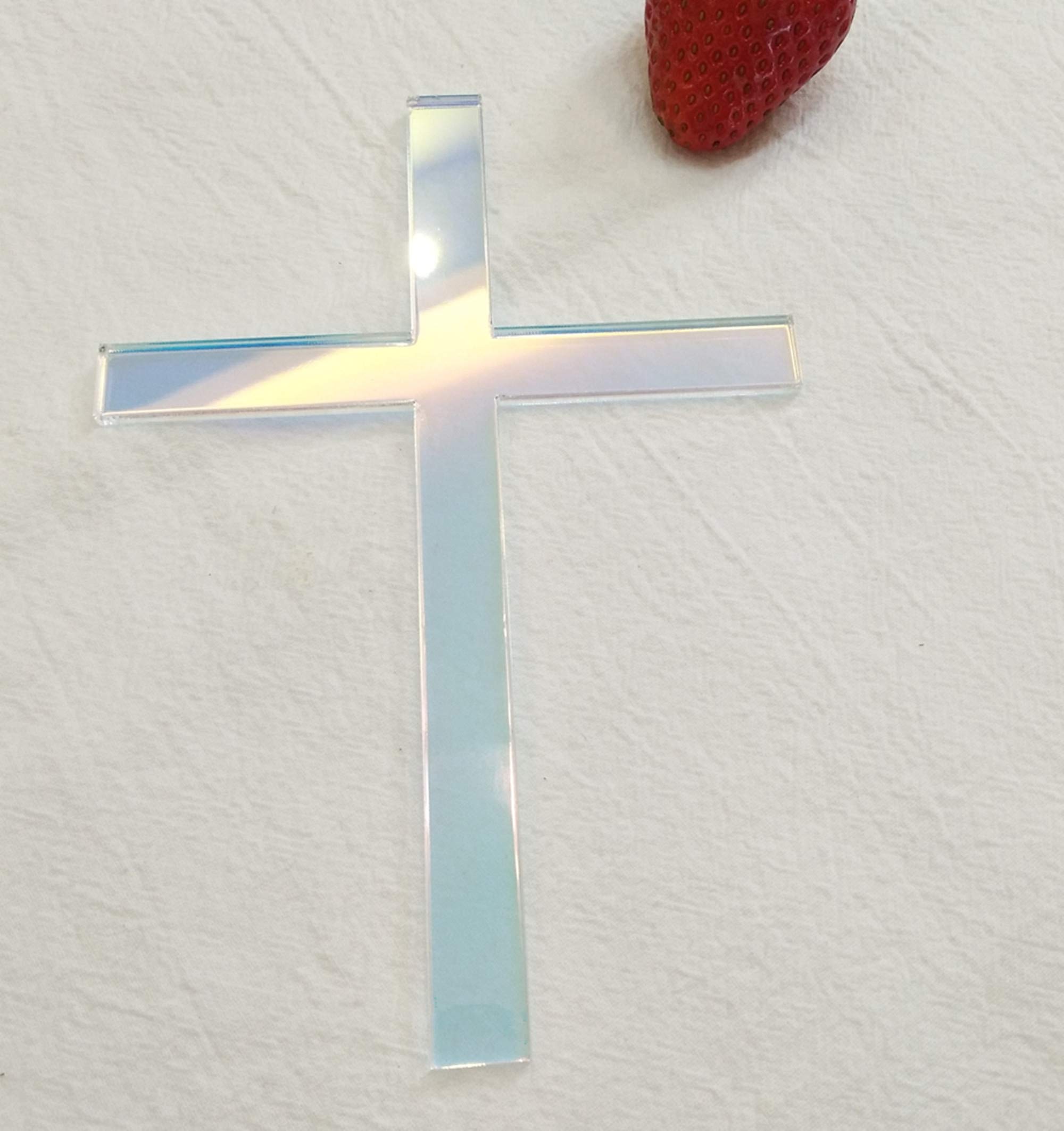 Acrylic Cross Cake Topper for Baptism & Religious Celebrations - 8 Inch Rainbow Cake Decoration for Weddings, Christenings & Easter Desserts