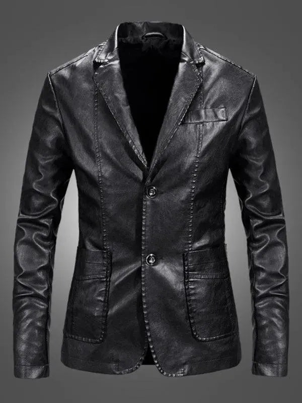 Men's Slim Fit Casual Leather Blazer Jacket - Stylish & Comfortable for Office, Business Meetings & Evening Events