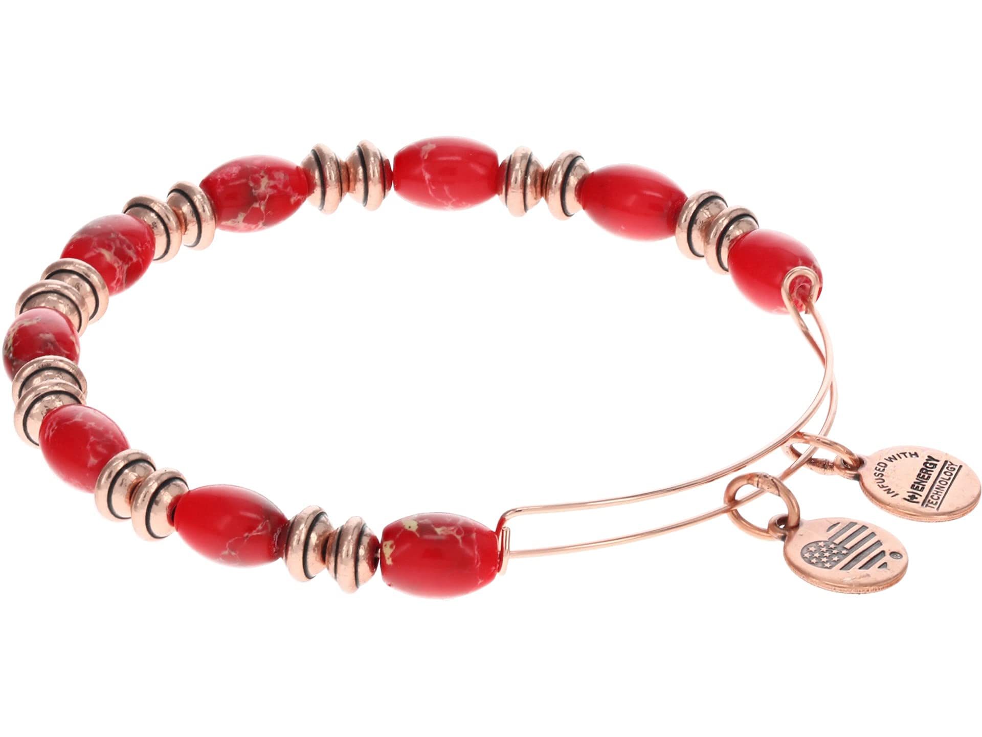 Alex and Ani Expandable Beaded Bangle Bracelet for Women - Watercolor Watermelon Beads, Rafaelian Rose Gold Finish (2-3.5 Inch) | Adjustable Summer Jewelry Gift for Beach, Vacation & Boho Fashion