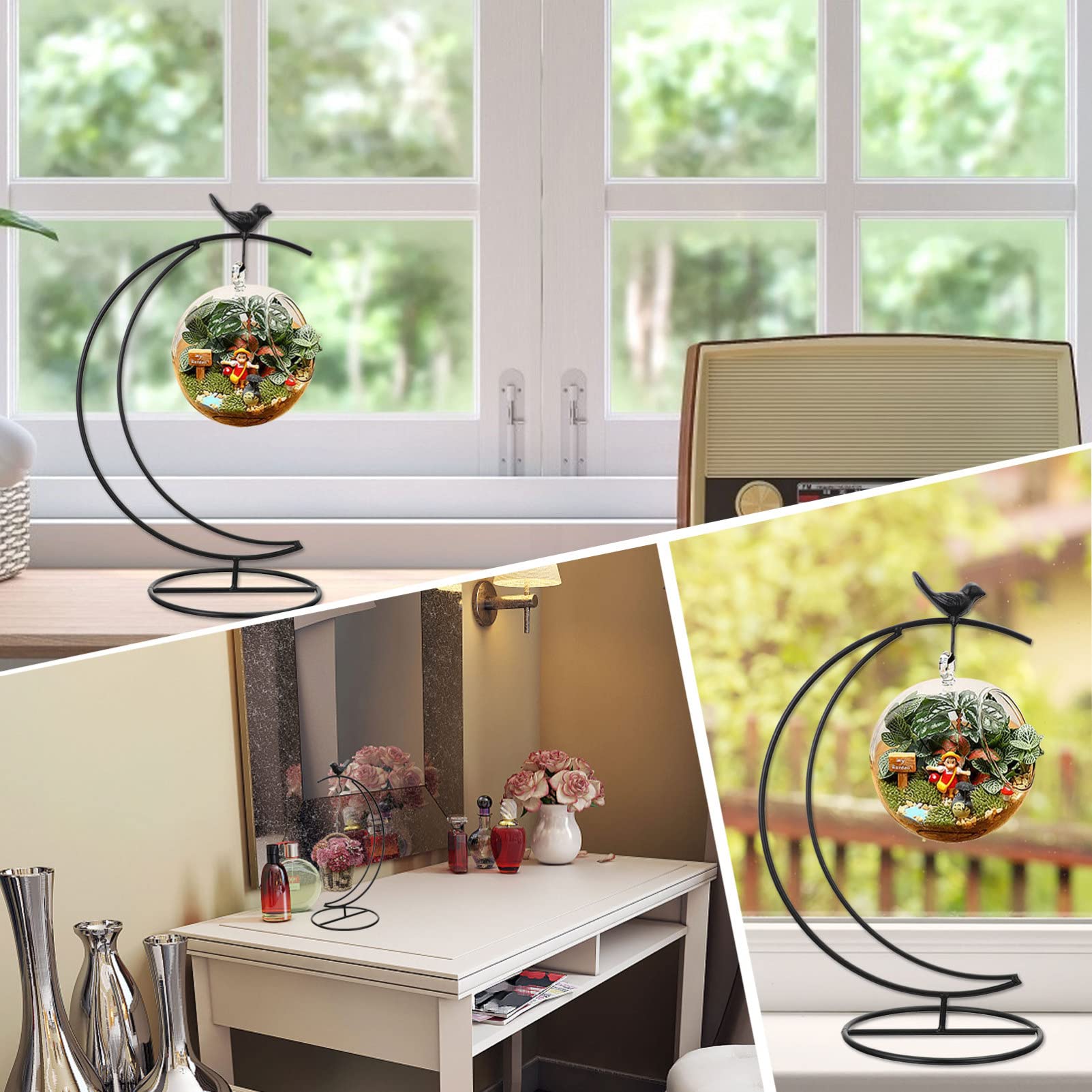 Glass Bottle Hooks for Outdoor Flower Pots - Metal Hanging Planters, Wedding Decor & Witch Ball Holders - Iron Candle Containers & Desktop Hangers - Perfect for Garden, Patio, and Home Decor