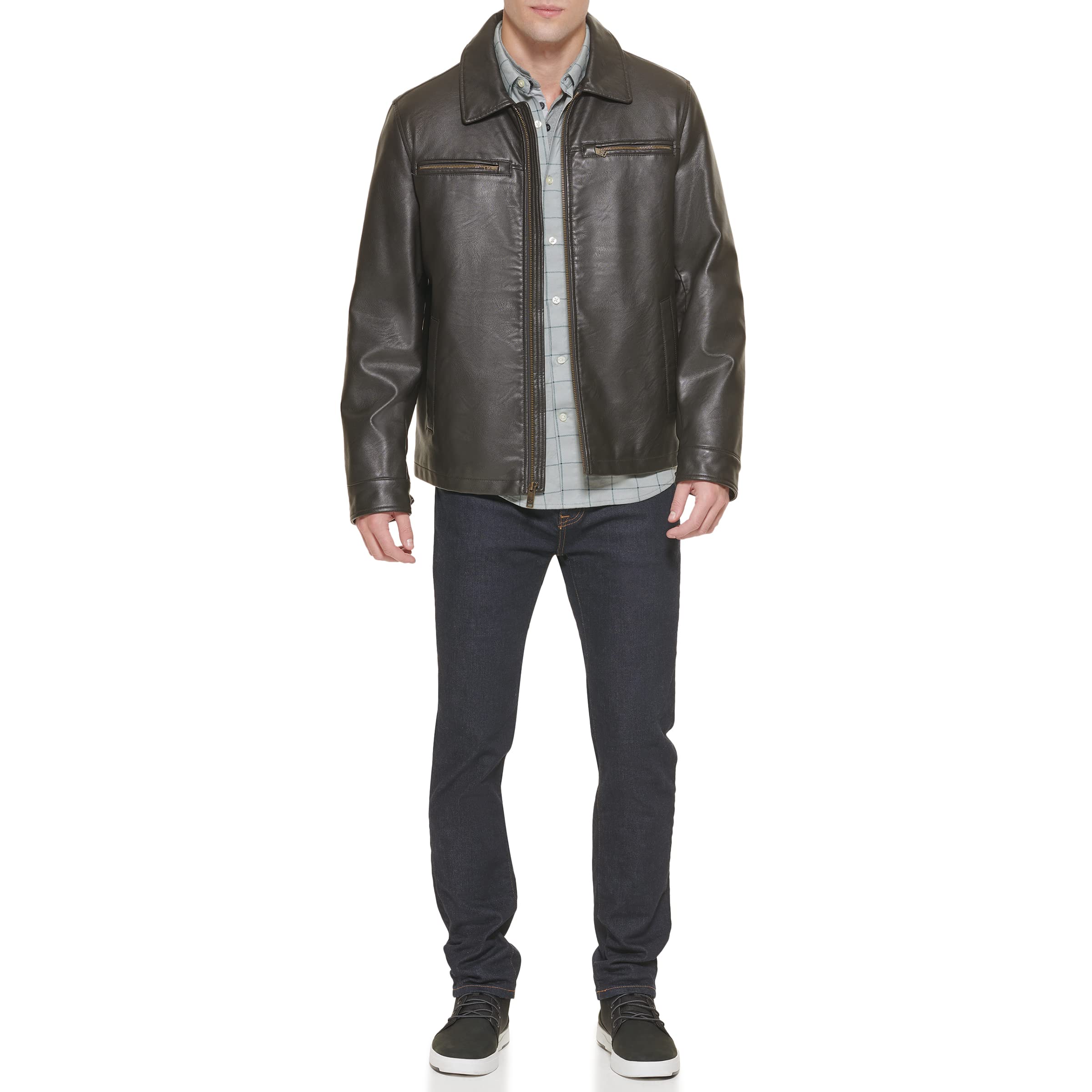 Dockers Men's James Faux Leather Jacket for Casual Wear | Regular, Big & Tall Sizes | Perfect for Outdoor Activities & Date Nights