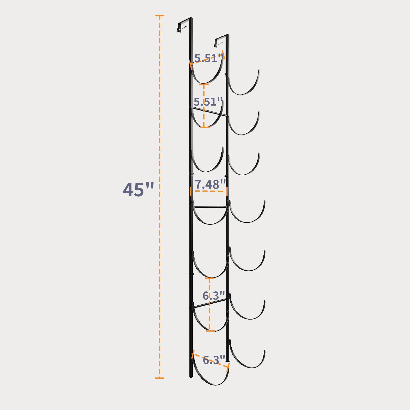 Adjustable Over The Door Towel Rack - 7-Tier Metal Wall Mounted Towel Holder Organizer for Bathroom & Laundry Room - Space Saving Black Towel Storage Solution (Perfect for Small Spaces, Apartments & Dorm Rooms)