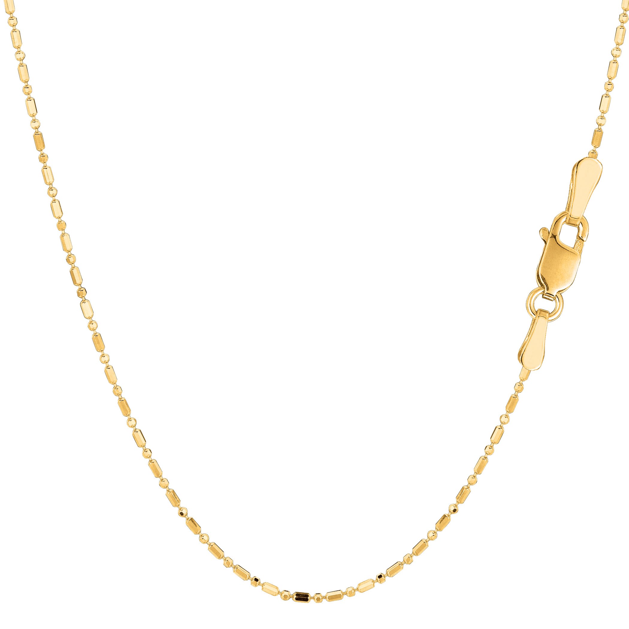 14K Yellow Gold Diamond Cut Bead Chain Necklace - 1.0mm Thin Dainty Layering Chain for Women, Perfect for Everyday Wear, Gift Giving & Special Occasions