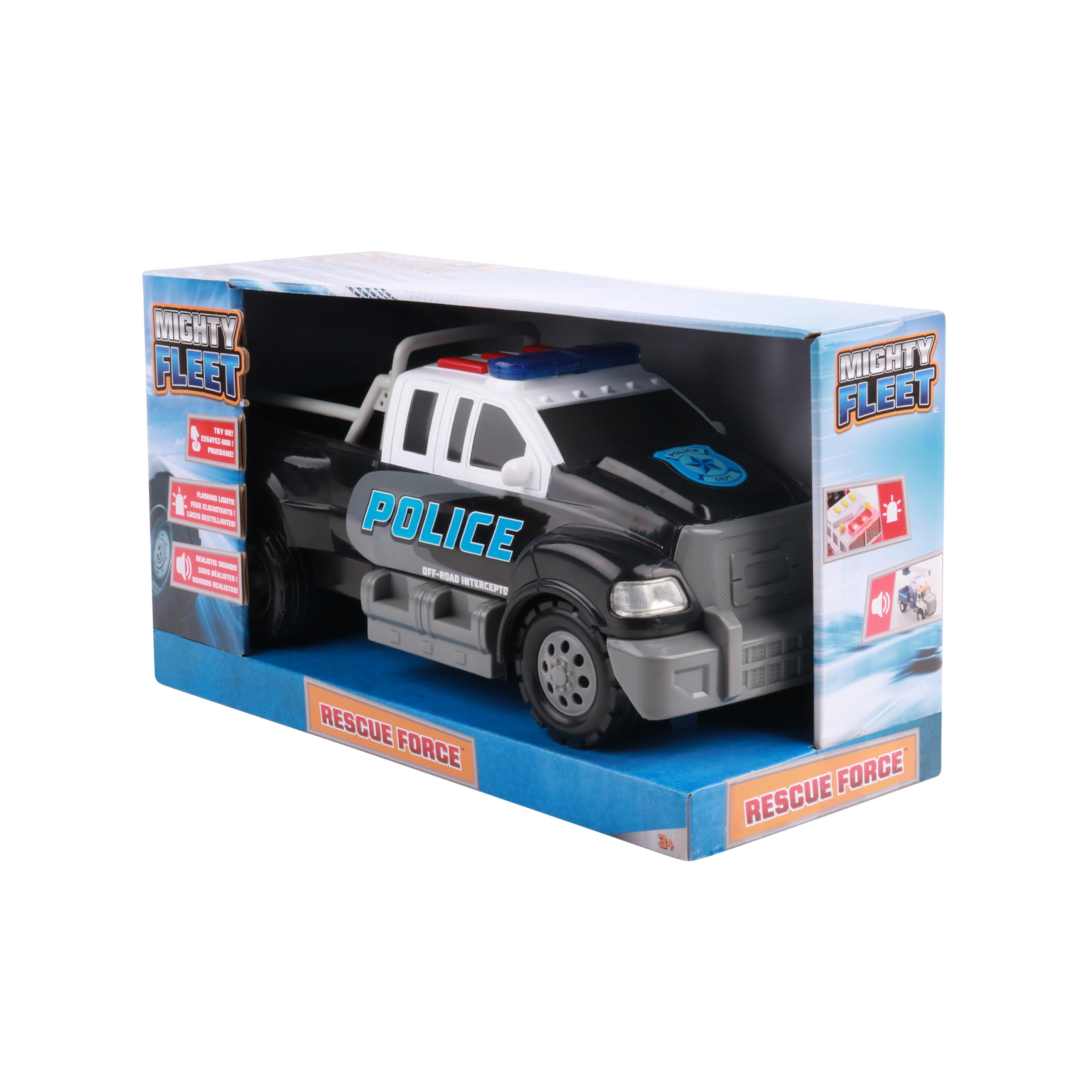 Rescue Force 12-Inch Police Pickup Truck Toy with Realistic Lights & Sounds | Durable Construction | Batteries Included | for Kids Ages 3+ | Perfect for Pretend Play & Emergency Rescue Role-Playing