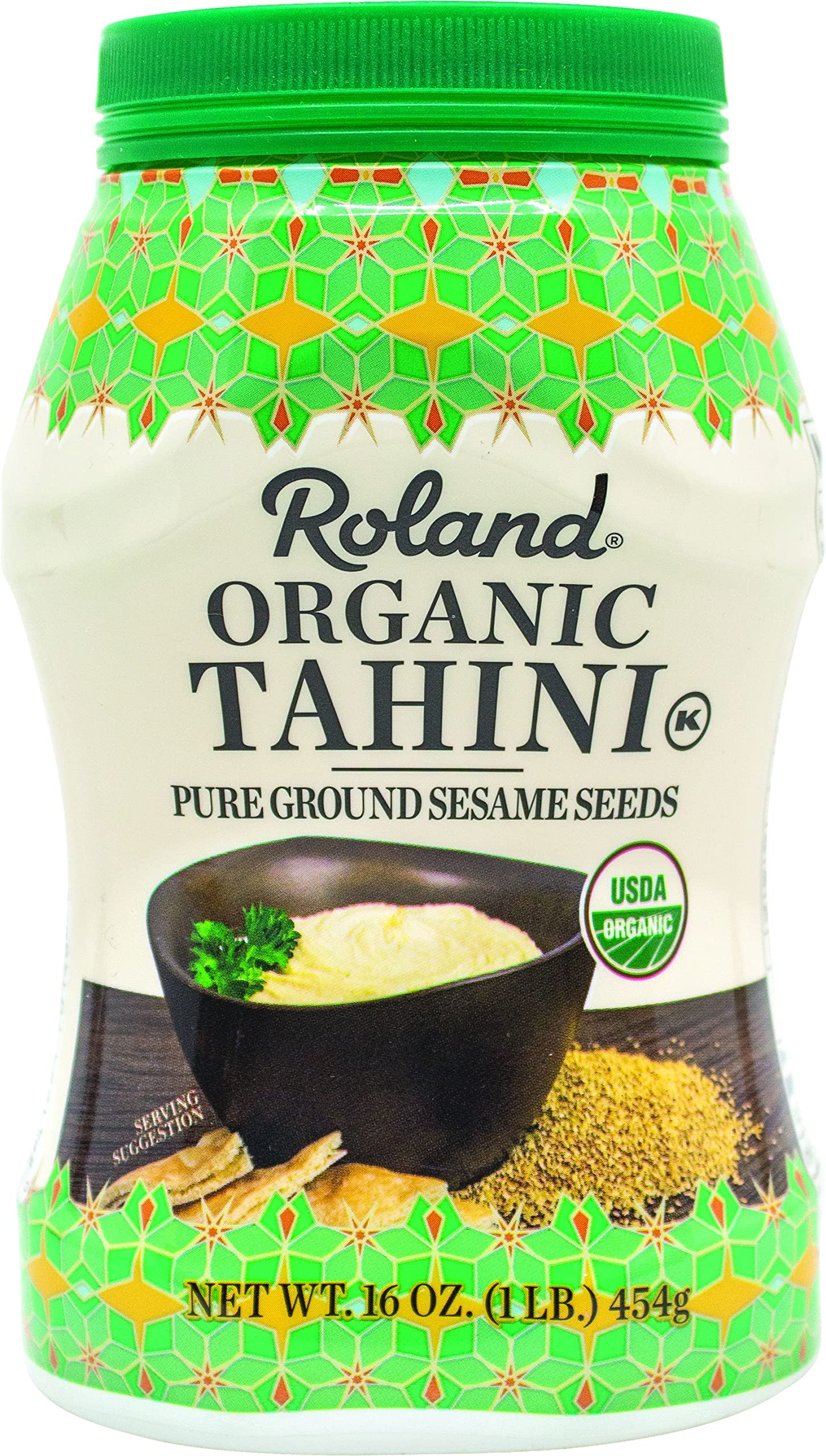 **Organic Tahini by Roland Foods - Pure Ground Sesame Seeds, 16 oz Jar (Pack of 3) - Perfect for Hummus, Dressings & Baking**