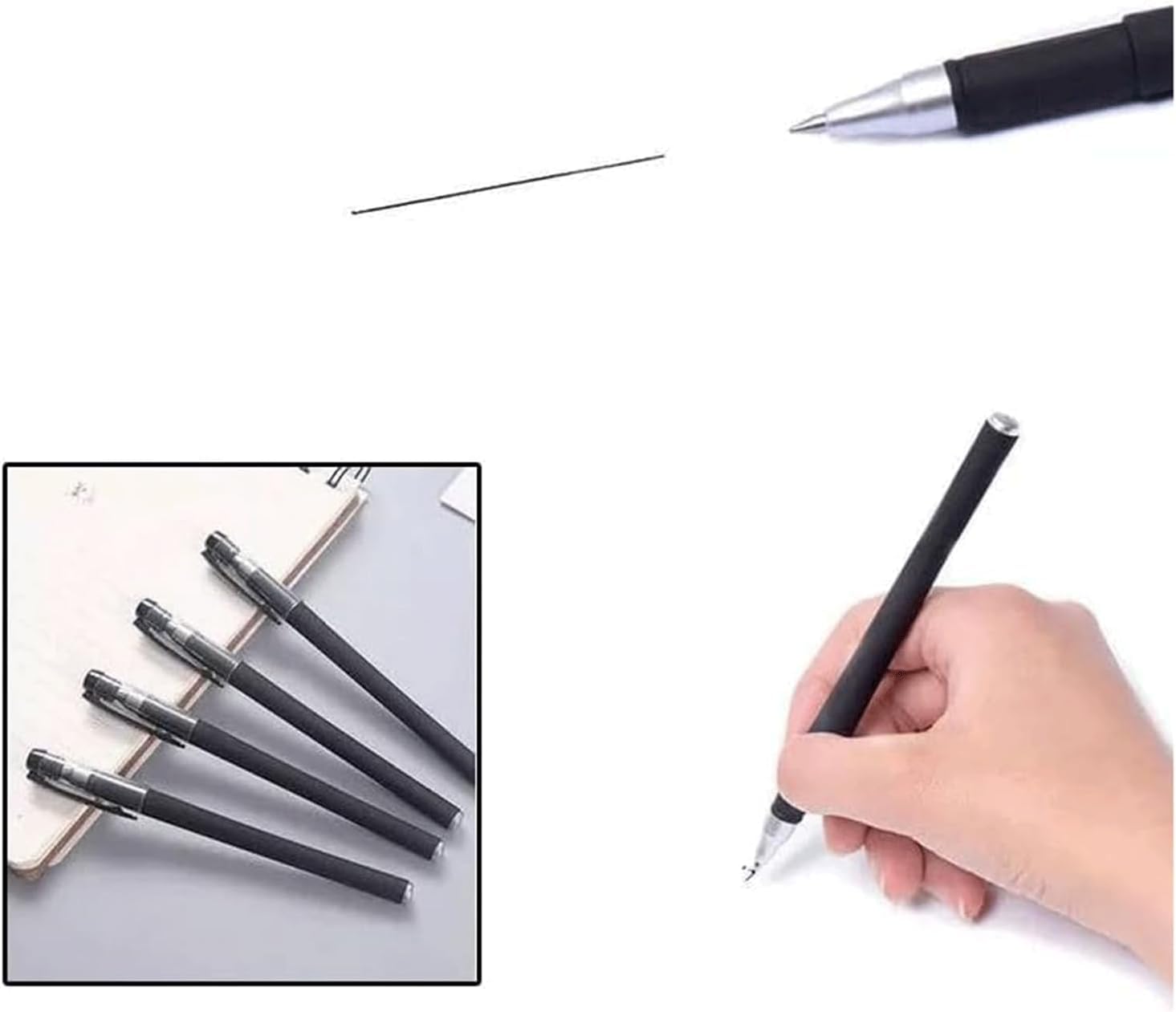 10-Pack Black Matte Gel Pens - 0.5mm Fine Point Ballpoint Pens with Quick-Drying Ink - Smooth Writing for Office, School & Art Projects - Perfect for Note Taking, Journaling & Creative Drawing