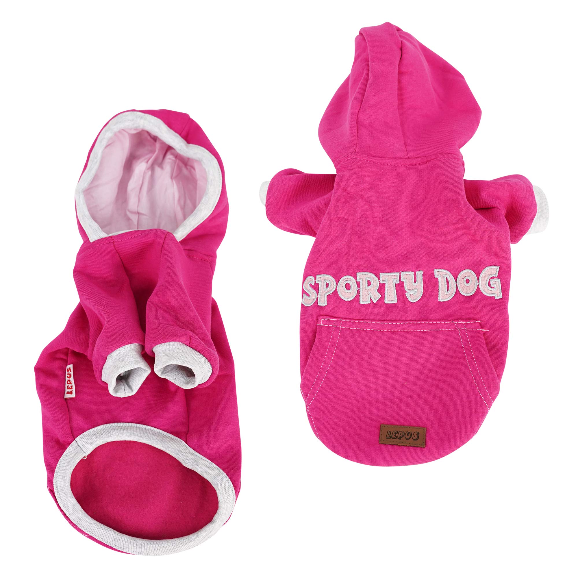 SussexHome Medium Dog Hoodie - Cute Washable Dog Sweater with Full Coverage in Fuschia | Perfect for Outdoor Walks & Cold Weather