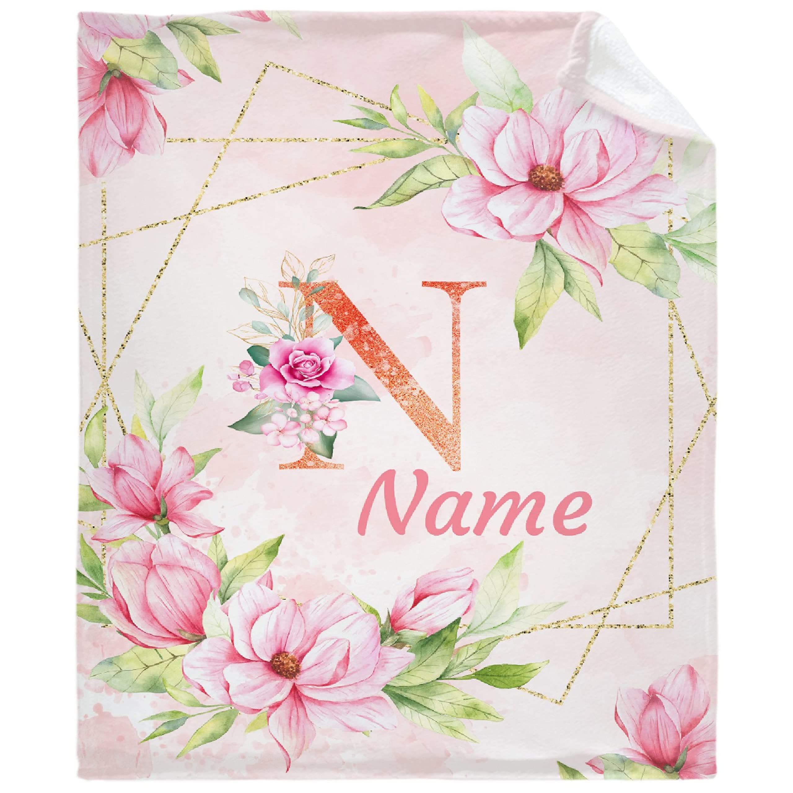 Personalized Baby Blankets for Girls & Boys - Custom Name Baby Blanket - Soft Cozy Fleece Throw - Pink Floral Design - XL Size for Newborns & Toddlers - Perfect Baby Shower Gift, Nursery Essential & Family Keepsake