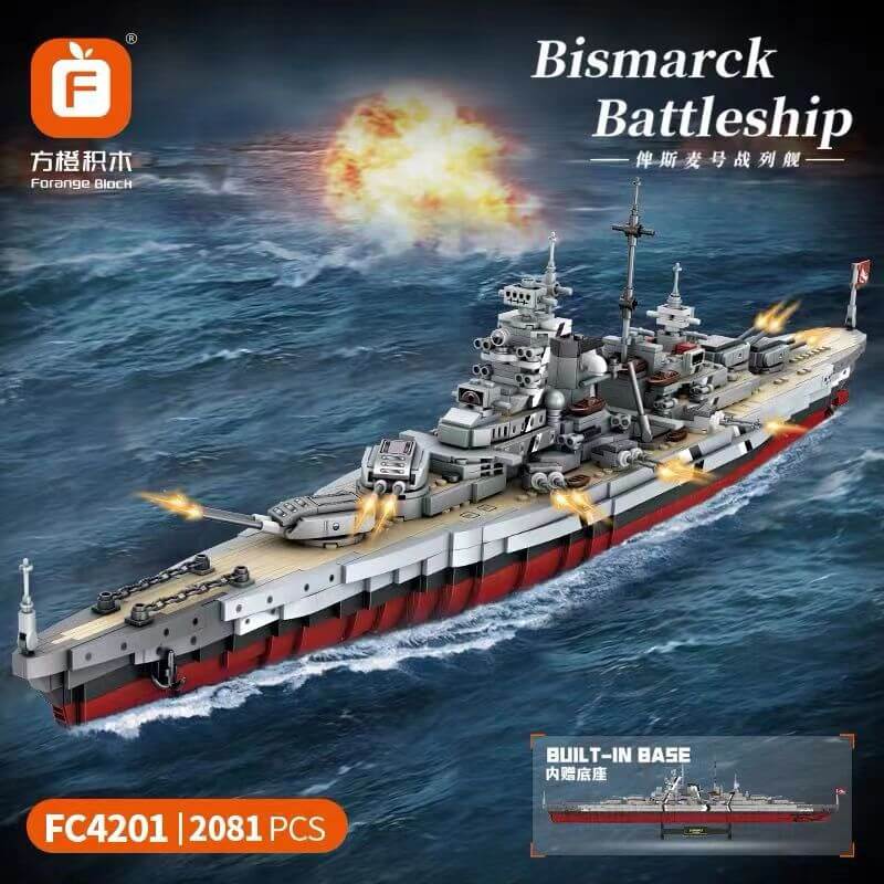 Forange FC4201 Bismarck Class Battleship Model - Premium German WWII Warship Collectible for History Enthusiasts & Military Display (Perfect for Home Decor, Office Display & Gift Giving)