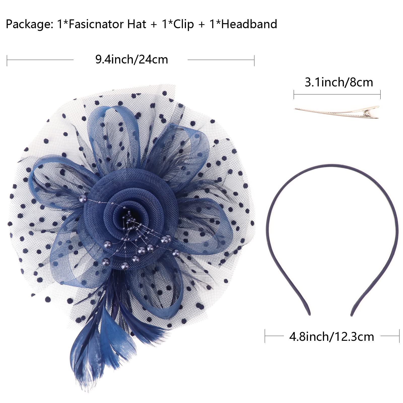 Elegant Women's Kentucky Derby Fascinator Hats with Flower, Headband & Clip - Tea Party Headwear for Women & Girls - Perfect for Derby Day, Weddings & Special Occasions