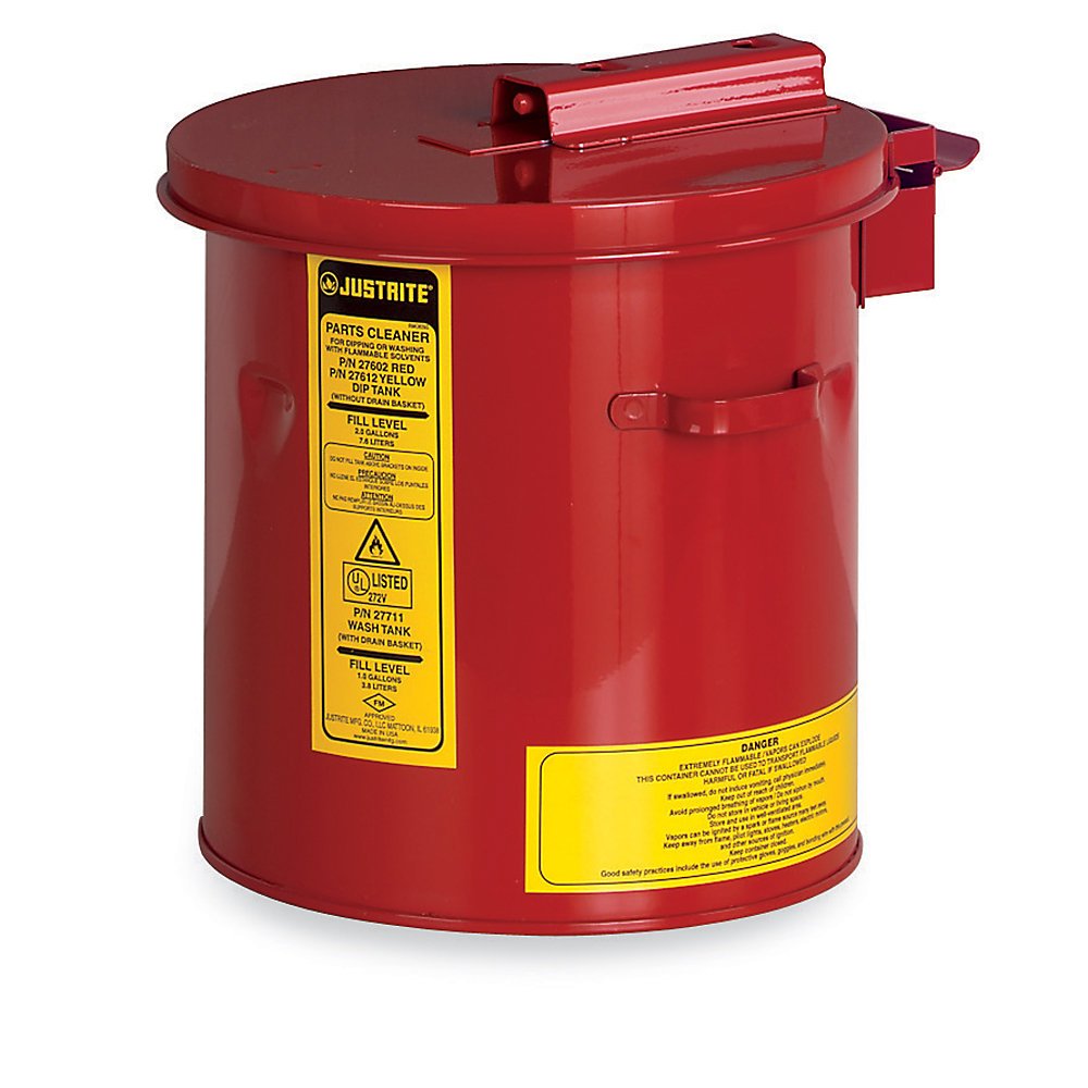 Justrite 27602 Red Steel Dip Tank - 2 Gallon Capacity for Paint, Solvent & Chemical Storage | Safe & Durable Industrial Container for Workshops & Garages