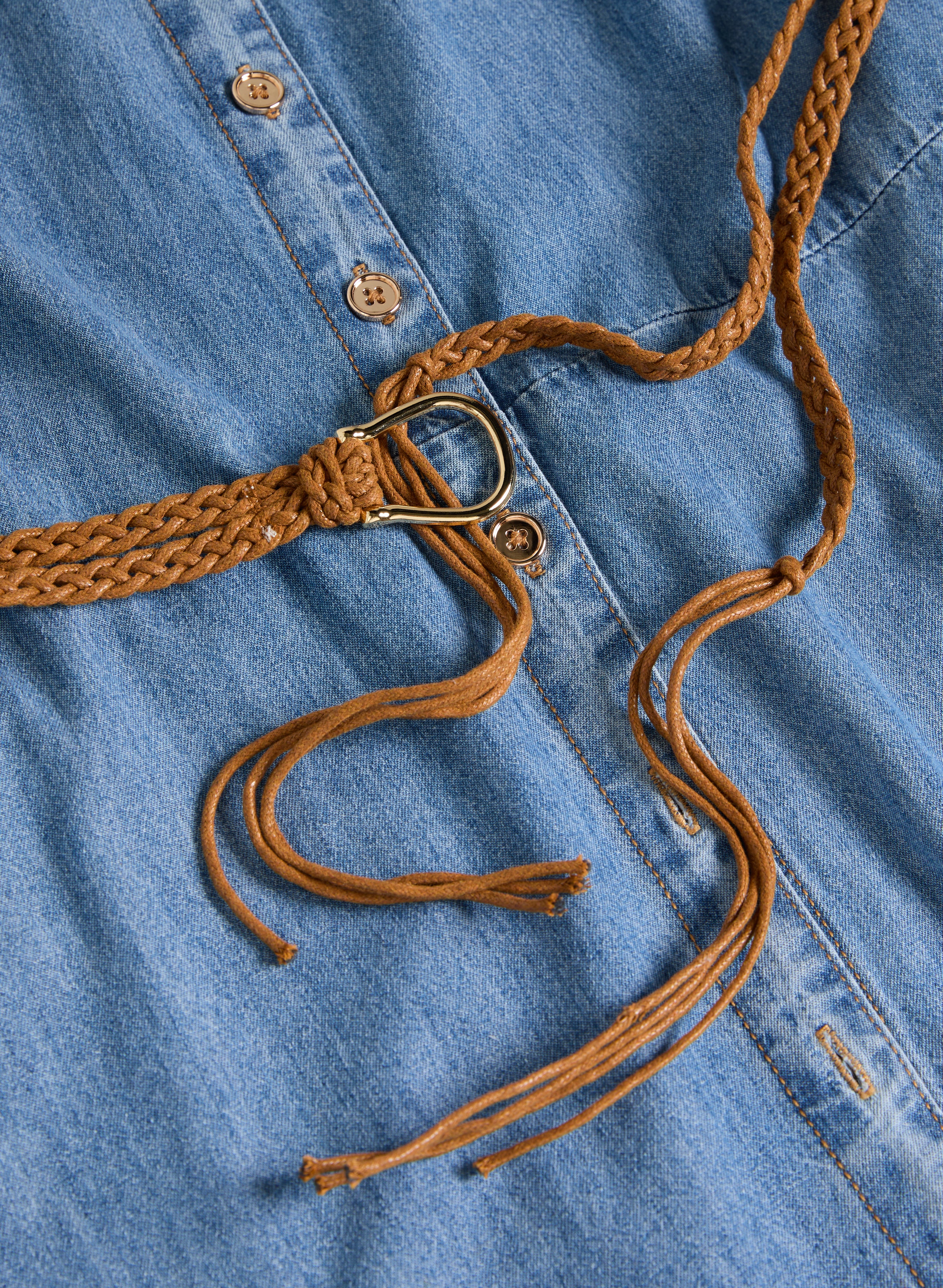 Women's Button Up Belted Denim Dress - Casual Chic Stretch Jean Shirt Dress for Spring & Summer | Perfect for Office, Date Night & Weekend Outings