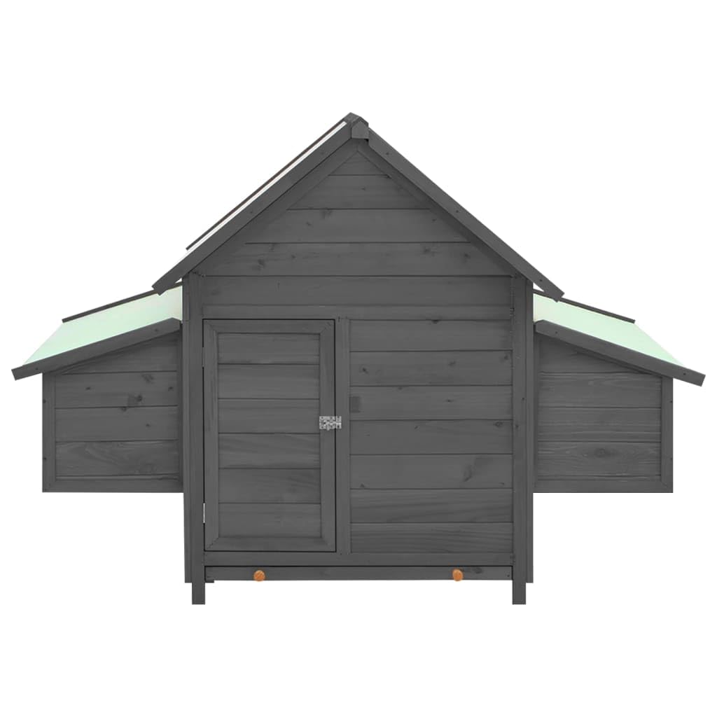 vidaXL Chicken Coop with 2 Nesting Boxes - Outdoor Hen House for Chickens, Small Animals & Rabbits - Durable Gray & White Firwood Structure - Perfect for Backyard Poultry Farming & Pet Shelter