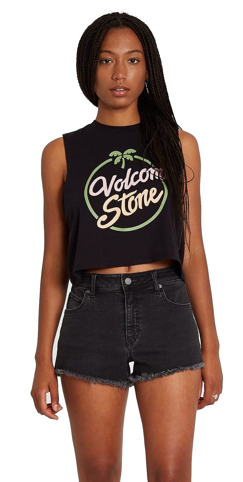 Volcom Women's Stoney Stretch Cut Off Denim Shorts - High Waisted Distressed Denim Shorts for Women | Perfect for Summer, Beach, Music Festivals & Casual Outfits