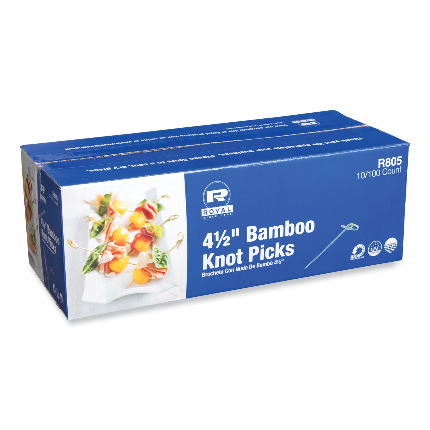AmerCareRoyal® Natural Bamboo Toothpicks - 4.5 Inch Knotted Bamboo Picks, 100 Count per Pack (10 Packs per Carton) - Perfect for Restaurants, Parties & Home Use