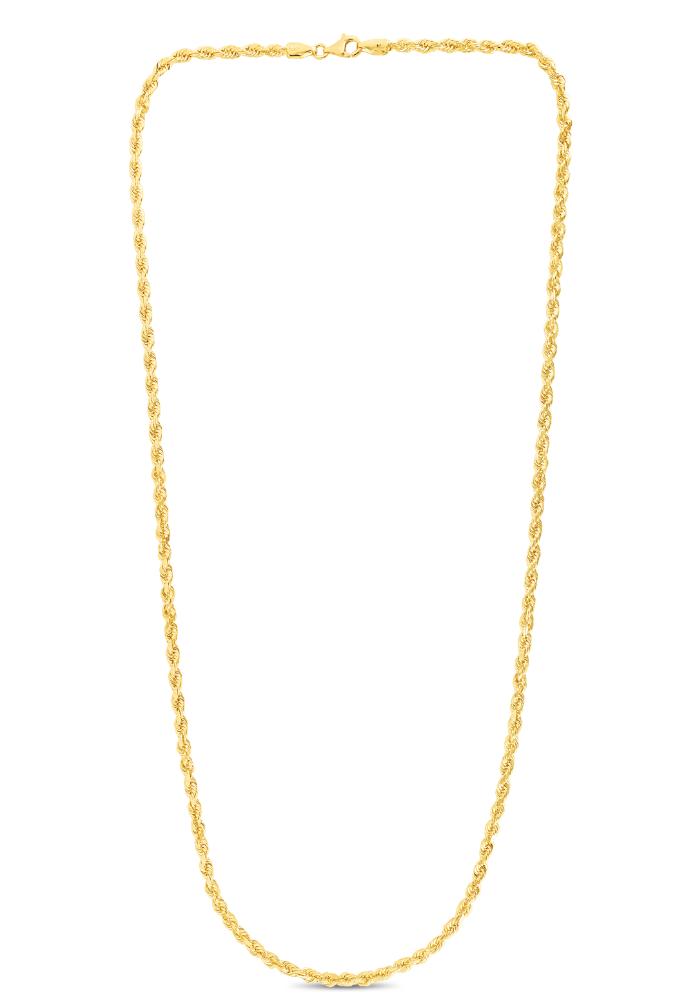 10K Gold 3.5mm Solid Diamond Cut Royal Rope Chain Necklace for Men & Women - Perfect for Everyday Wear, Gifts & Special Occasions