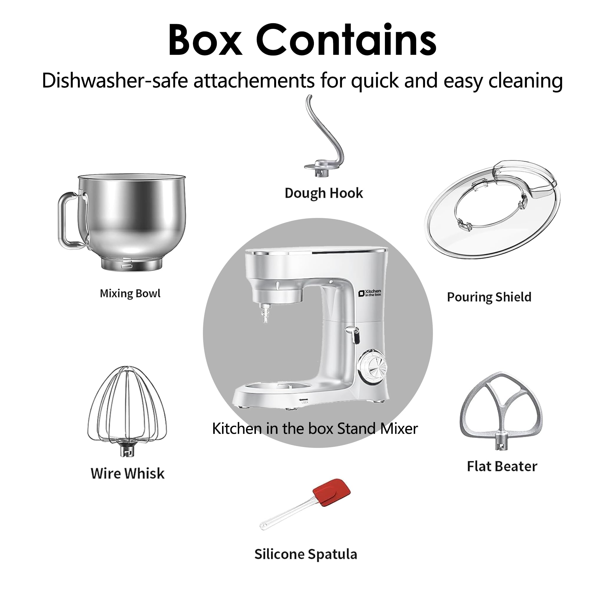 900W 8.5QT Stand Mixer with 10-Speed & Attachments - Perfect for Baking & Cooking