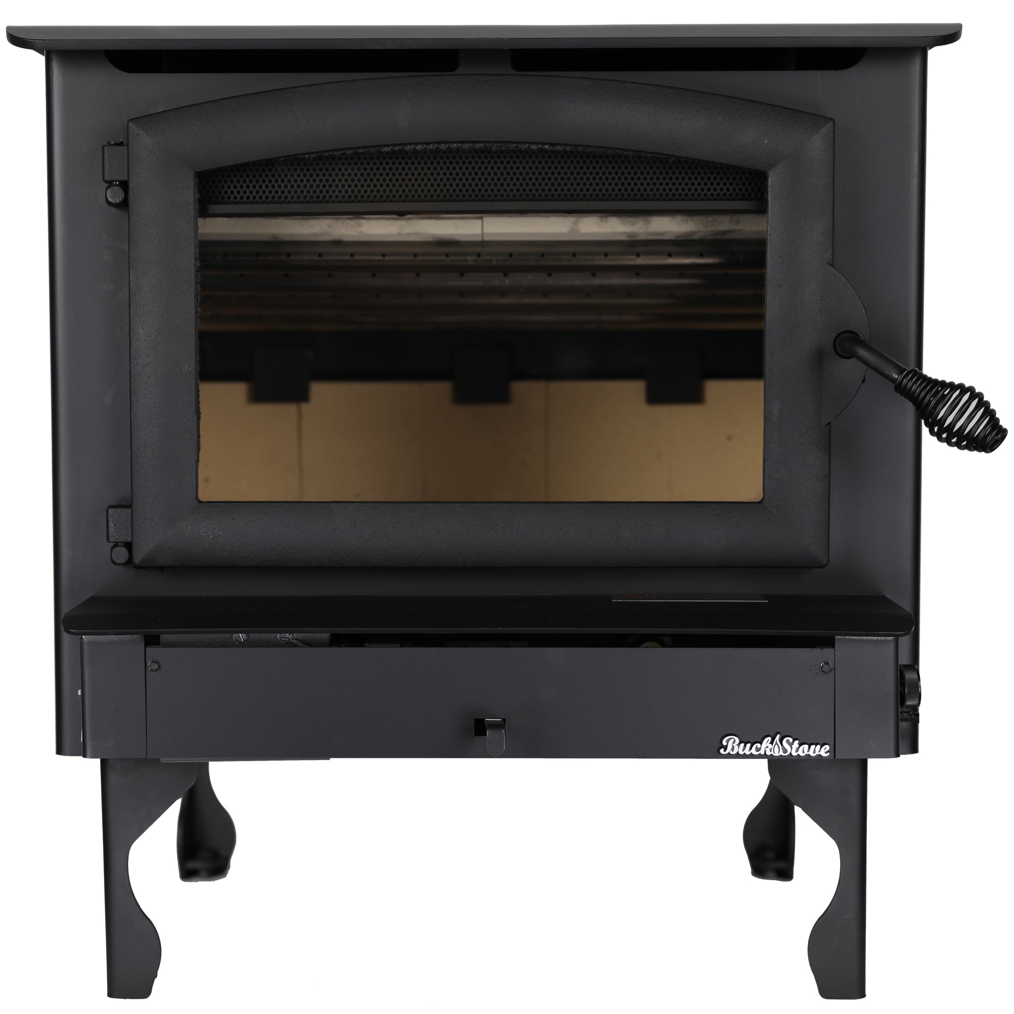 Buck Stove Model 74 Wood Burning Stove with Black Door & Leg Kit - Efficient Heating for Cabins, Homes & Outdoor Spaces