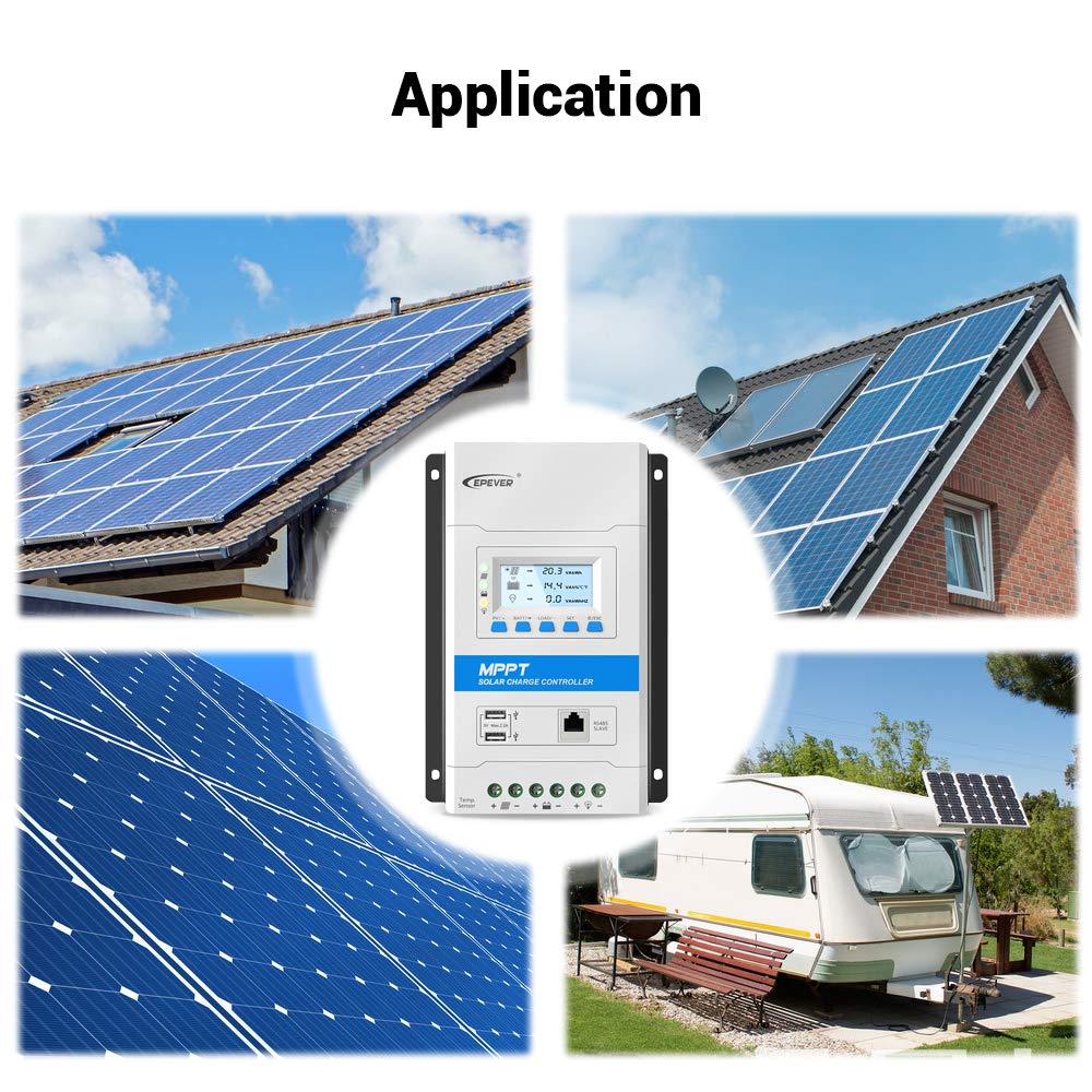 EPEVER 30A MPPT Solar Charge Controller 12V/24V Auto, 100V Max PV Input, LED/LCD Display with Dual USB Ports - Perfect for Solar Home Systems, RV, Boats & Off-Grid Power
