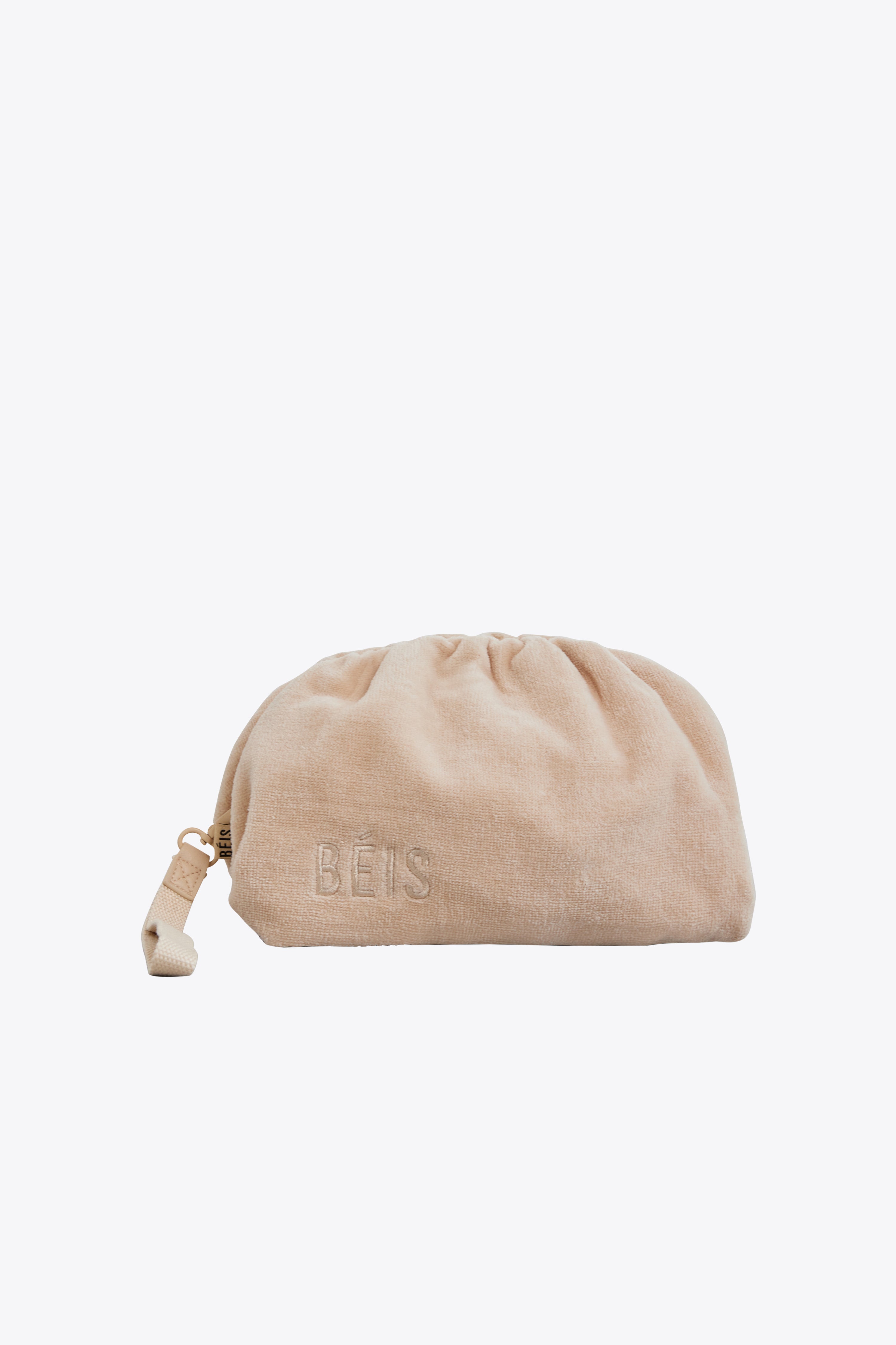 Beige Terry Cosmetic Clutch Bag - Soft & Stylish Makeup Pouch for Women | Perfect for Travel, Gym & Everyday Essentials