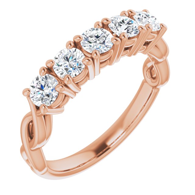 0.85 Carat Round Cut Diamond Wedding Band - 5 Stone Anniversary Ring for Women - Elegant Bridal Jewelry for Engagement, Proposal & Special Occasions