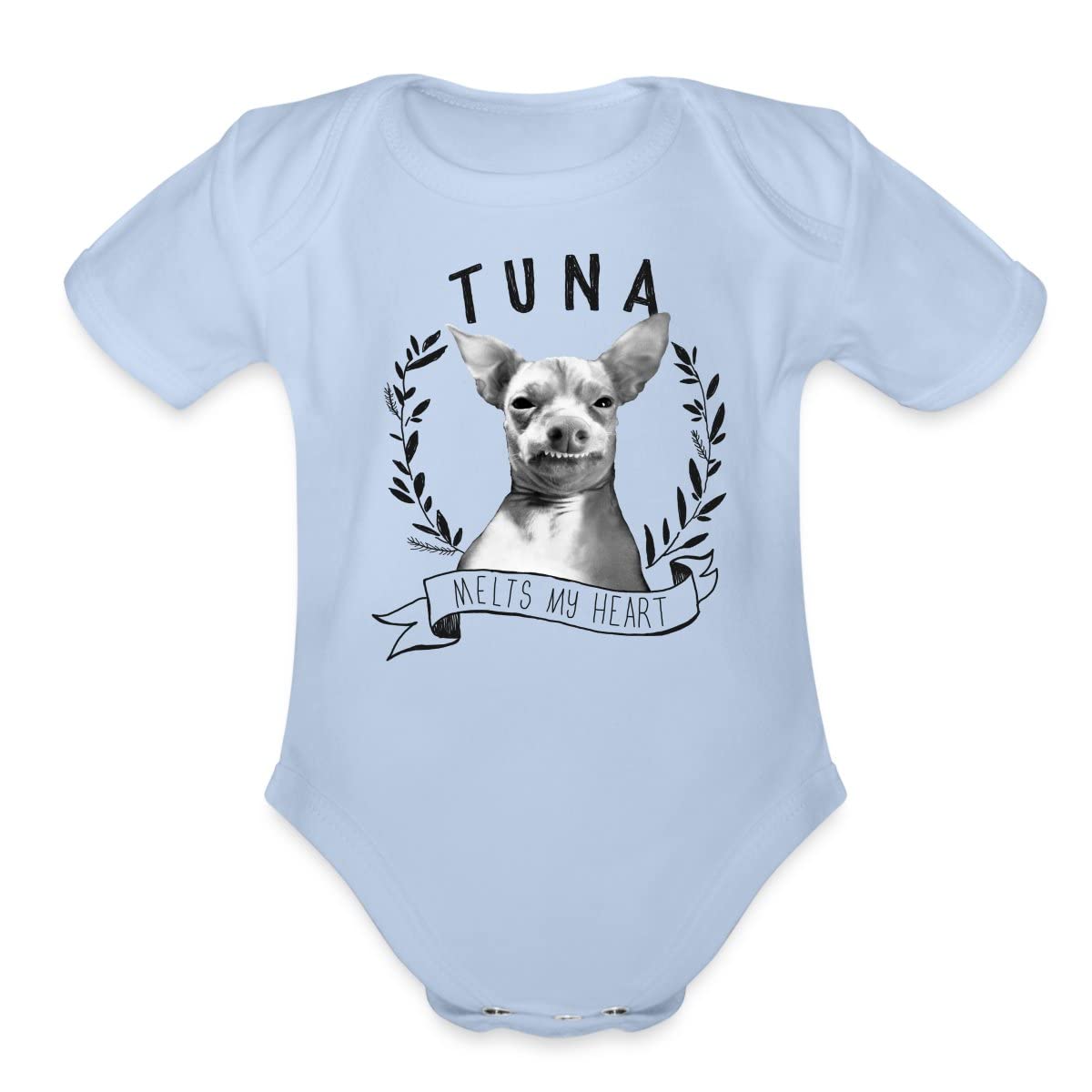 Spreadshirt Organic Cotton Short Sleeve Baby Bodysuit - Cute 'Tuna Melts My Heart' Design for Infants | Perfect for Playtime, Family Photos & Everyday Wear