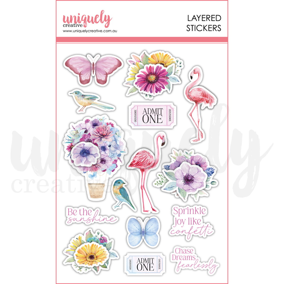 Flowering Utopia Layered Stickers - Waterproof Vinyl Decals for Laptops, Journals & DIY Crafts - Perfect for Scrapbooking, Bullet Journaling & Home Decor