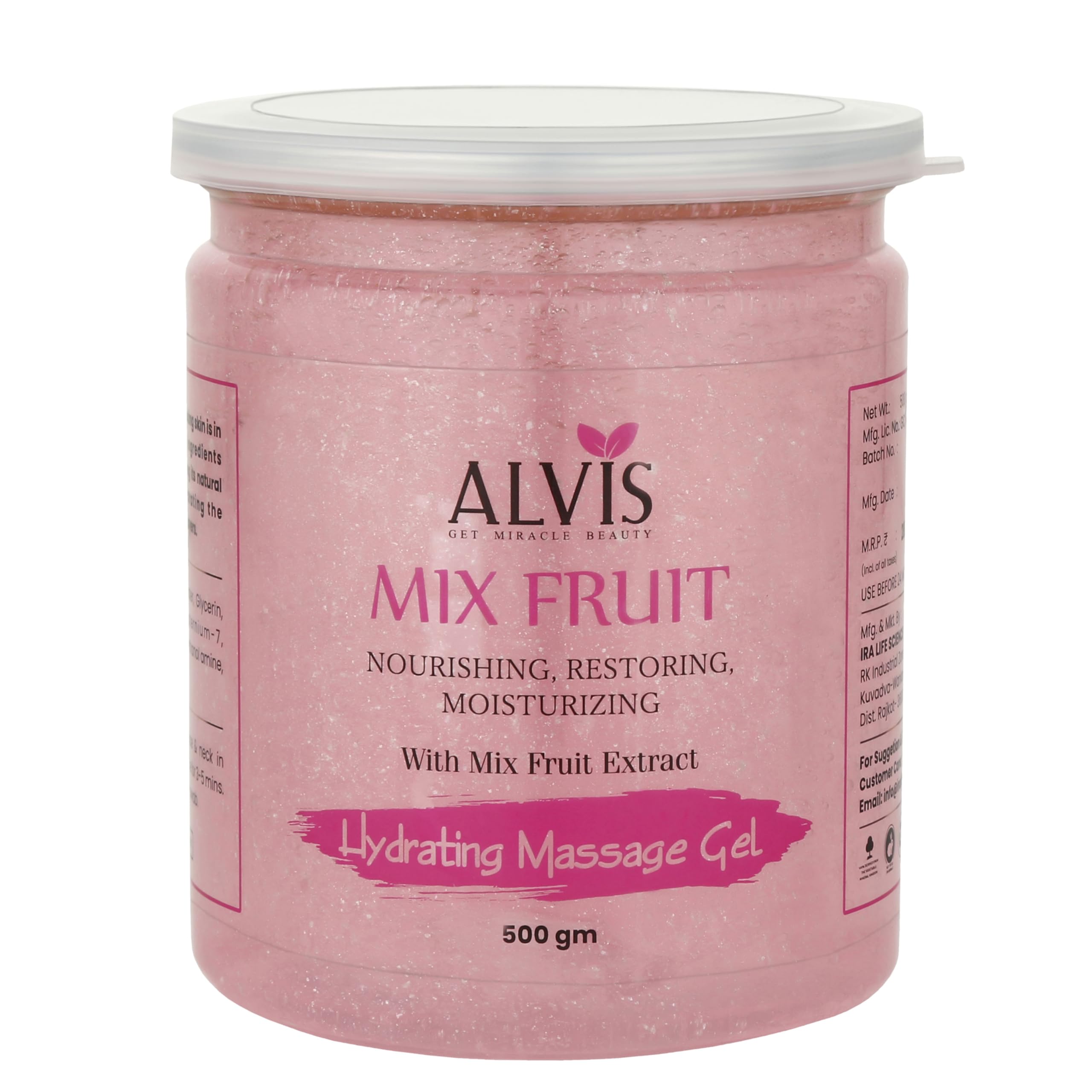 ALVIS 500g Hydrating Facial Massage Gel for All Skin Types - Mix Fruit Extract Formula | Deep Cleansing & Relaxing Spa Treatment at Home