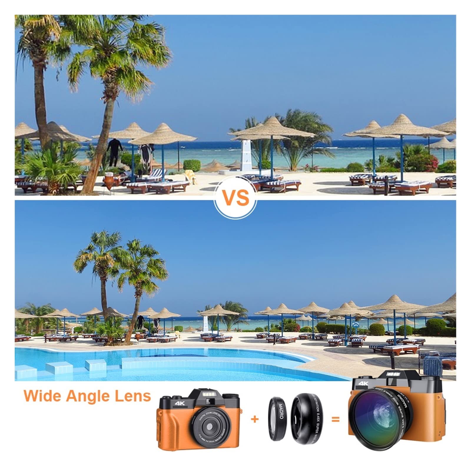 BODORME 48MP Digital Camera with Wide Angle Lens - 4K Video Recorder, 16X Zoom, Vlogging Camcorder for Live Streaming & Webcam (CDR10 Grey-Lens) - Perfect for YouTube, TikTok, Travel & Selfie Photography