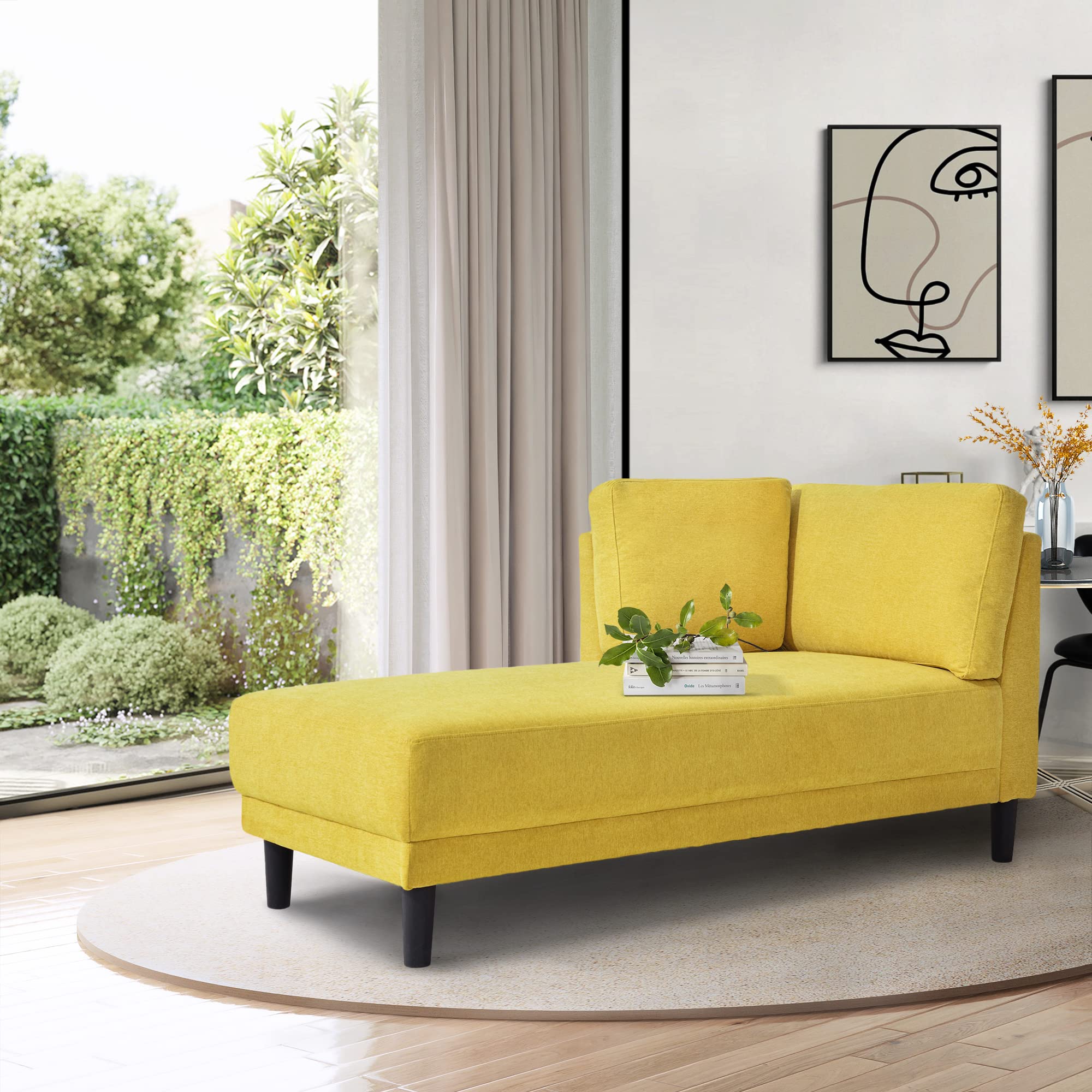 Modern Fabric Corner Lounge Chair - Large Upholstered Living Room Couch Set with Chaise, Comfortable Sofa for Apartment & Home (Yellow) - Perfect for Living Rooms, Dens and Cozy Reading Nooks