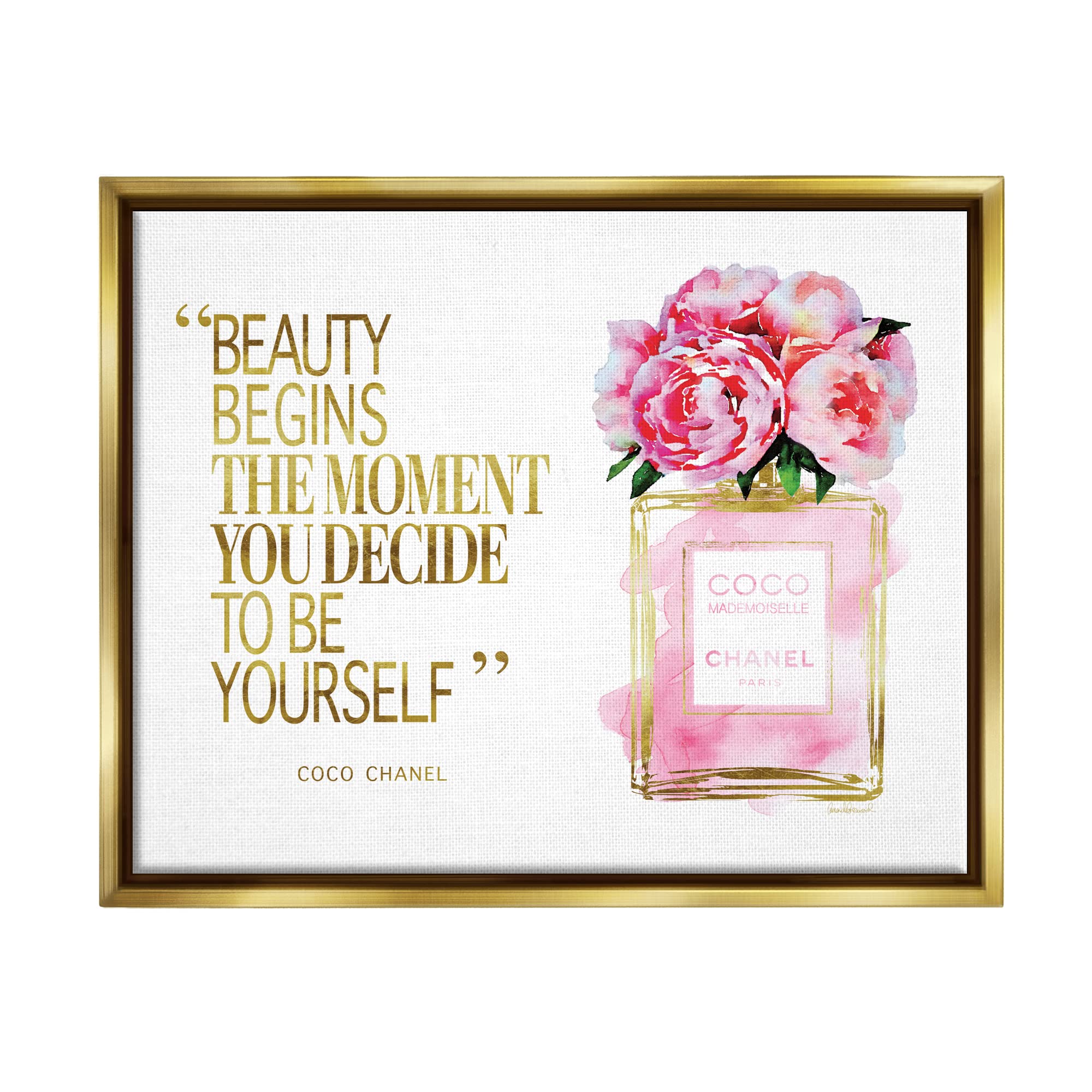 Stupell Industries Fashion Designer Perfume Gold Pink Watercolor Art Print - Inspirational Quote Wall Decor by Amanda Greenwood | Perfect for Bedroom, Living Room & Office Decor