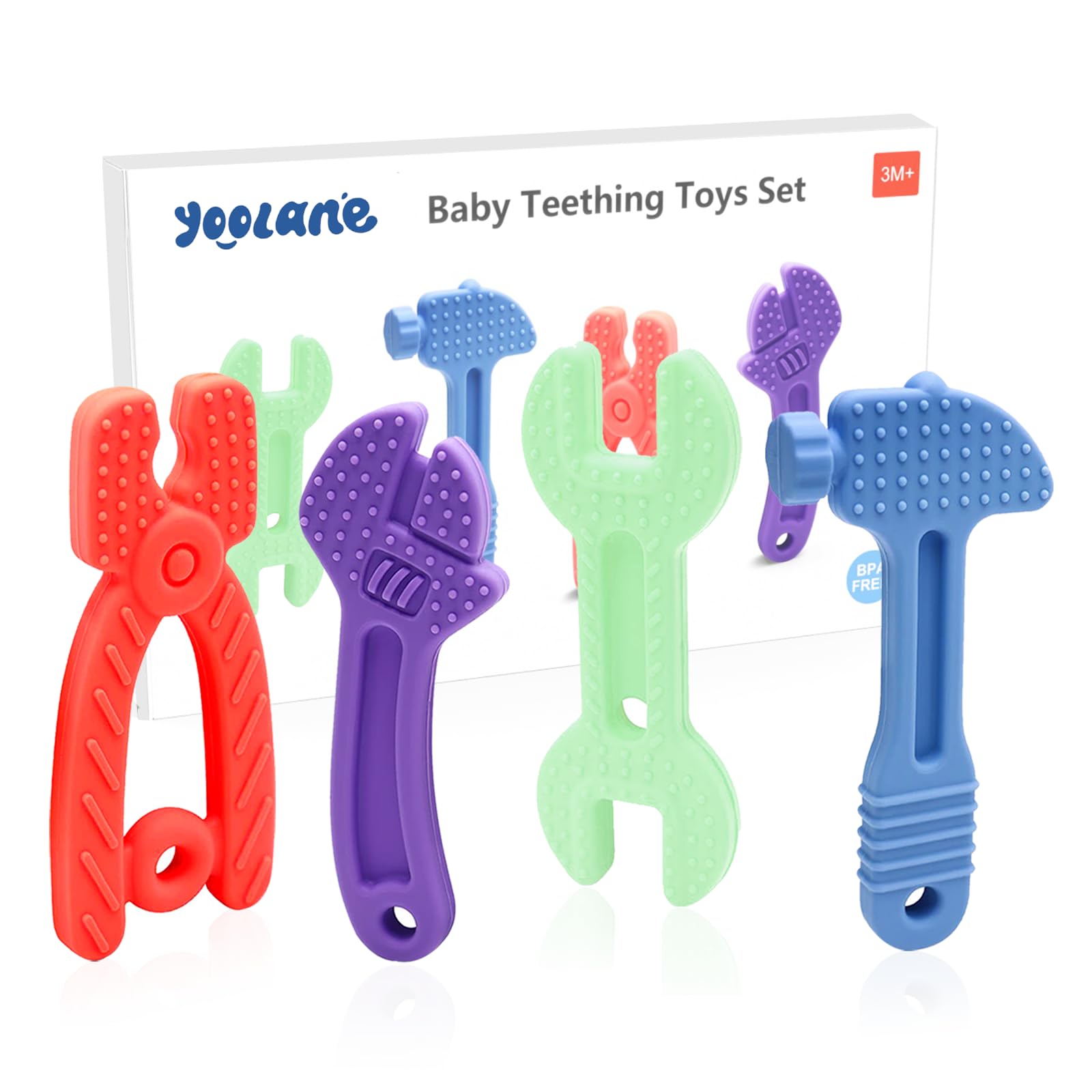 **Organic Silicone Baby Teething Toys for Infants 3-24 Months - BPA-Free, Freezable Chew Toys for Soothing Sore Gums - 4-Piece Set for Boys & Girls - Perfect for Home, Travel & Daycare Gifts**