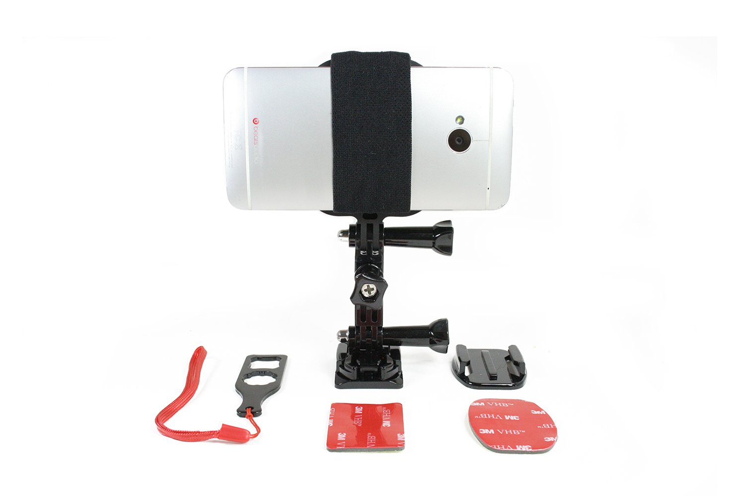 Universal Helmet Mount Kit for Smartphone - Adjustable Phone Holder & GoPro Adapter with Wrench | Compatible with All Phones | Perfect for Motorcycle, Cycling, Skiing & Action Sports Recording