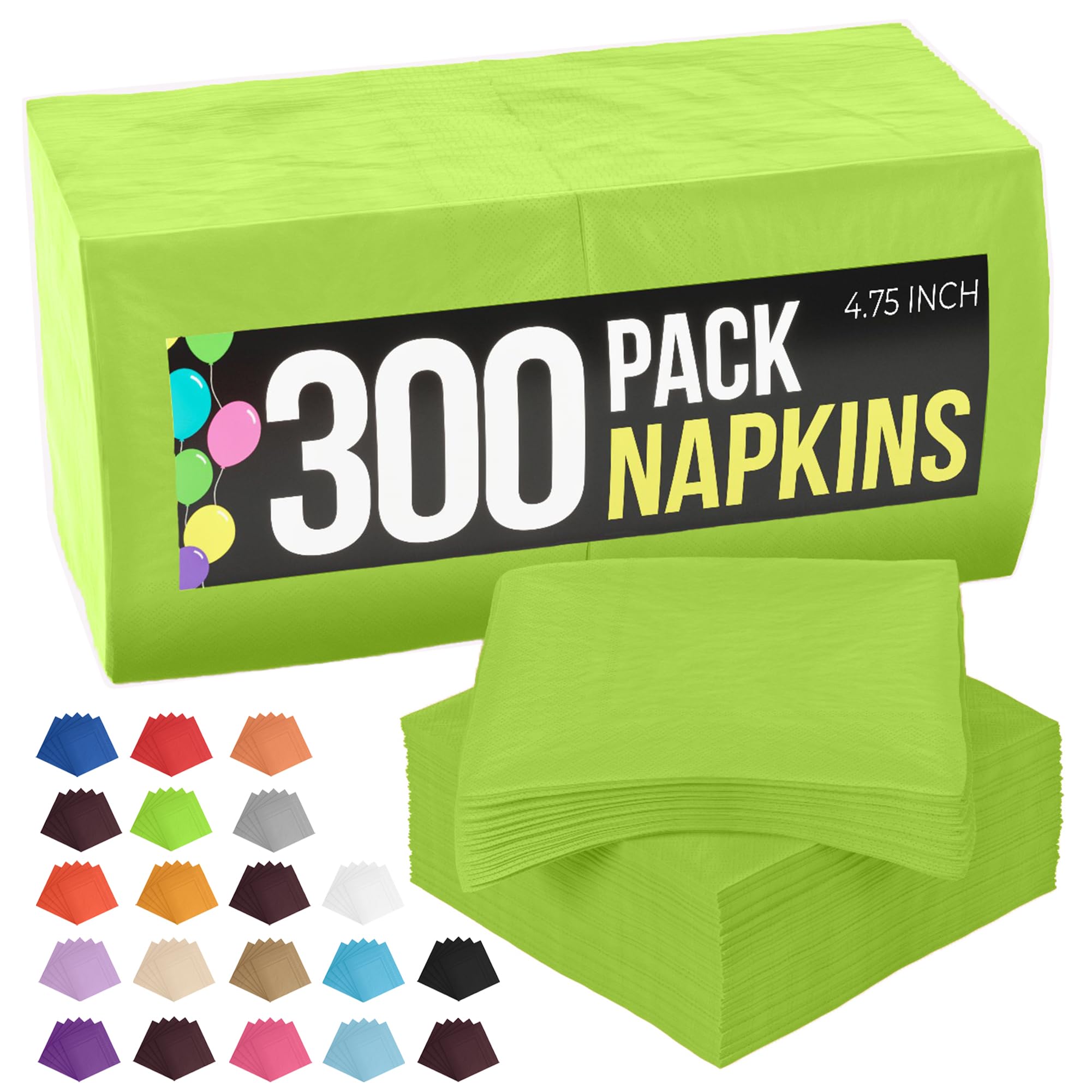 Premium 300-Count Lime Green Paper Napkins, 2-Ply, Eco-Friendly Disposable Napkins for Parties, Weddings, Picnics & Beverages - Perfect for Summer BBQs, Birthday Celebrations & Outdoor Gatherings