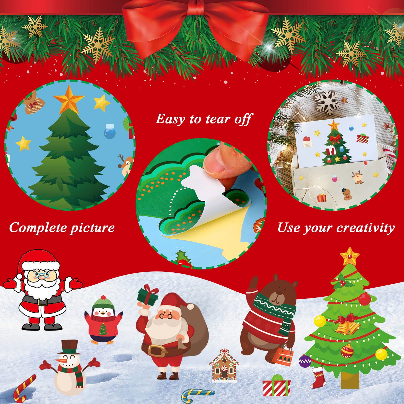 NOVWANG Christmas Tree Stickers for Kids - DIY Holiday Craft Kit, Party Games & Classroom Activities | Perfect for Christmas Decorations, Gift Wrapping & Holiday Projects