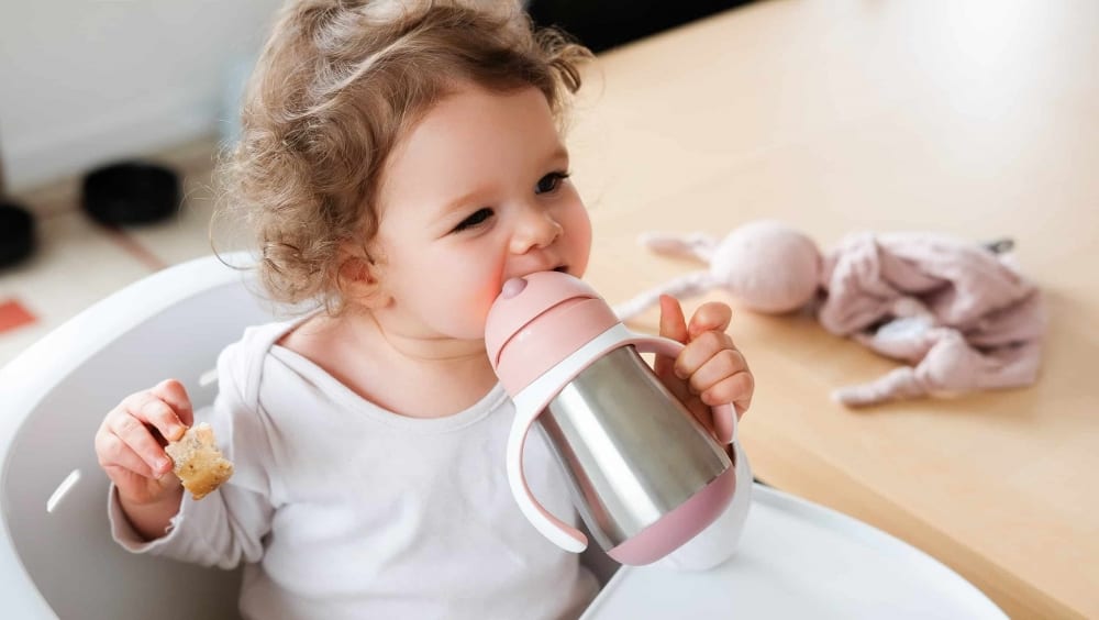 BEABA Stainless Steel Straw Sippy Cup for Kids - BPA Free, Leak Proof, Durable Baby Drinking Cup - Perfect for Travel, School & Outdoor Activities