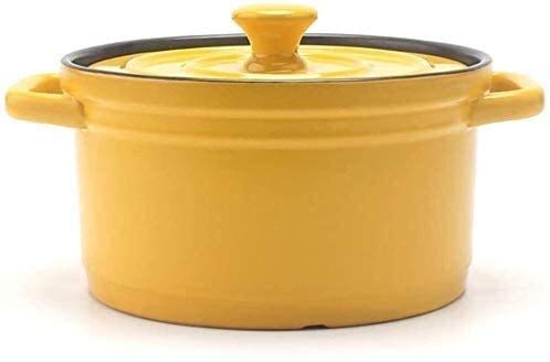 Non-Stick Ceramic Casserole Pan with Lid – 3L Round Dutch Oven for Slow Cooking, Healthy & Durable Ceramic Cookware (Yellow) – Perfect for Soups, Stews & Baking