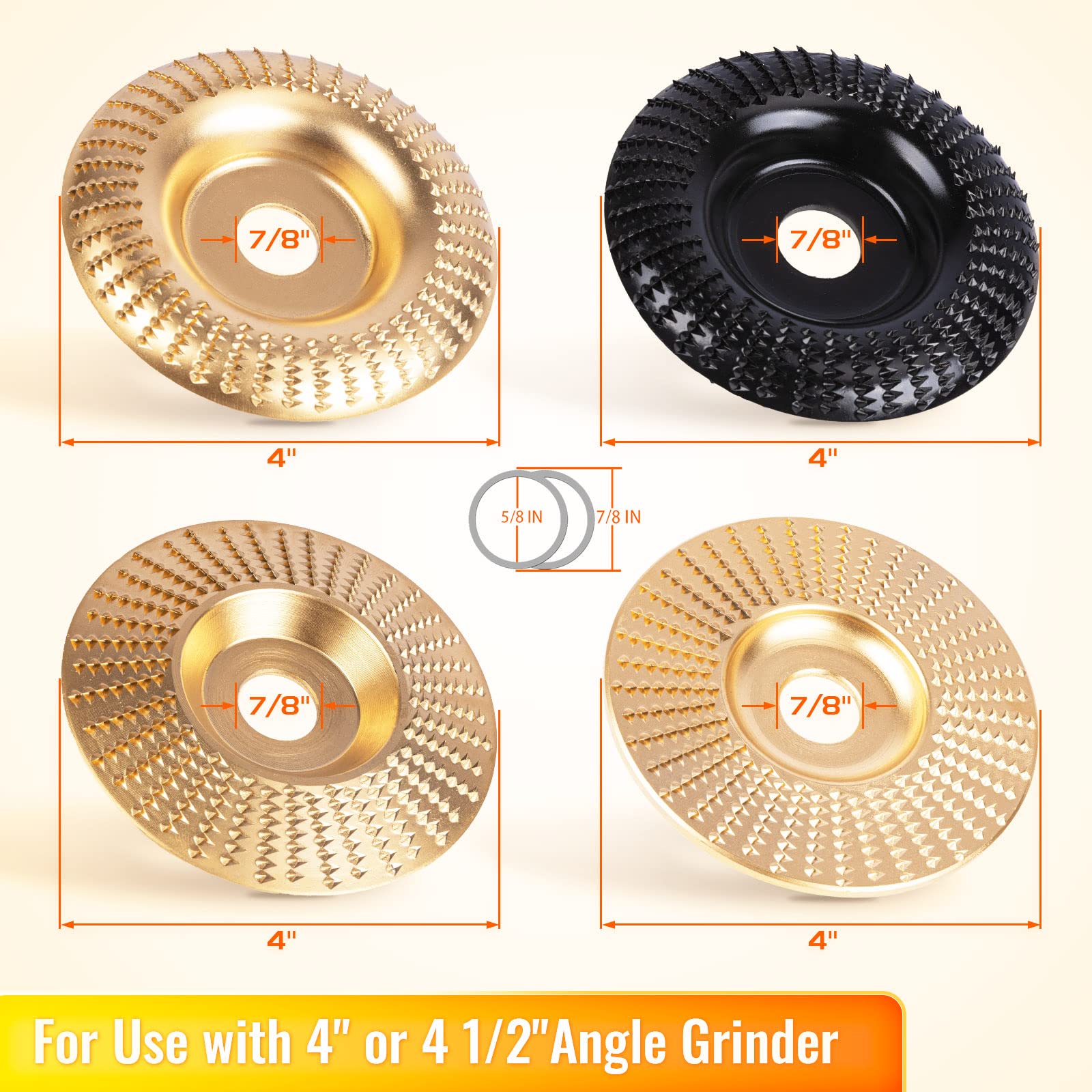 4PC Angle Grinder Wood Carving Disc Set for 4