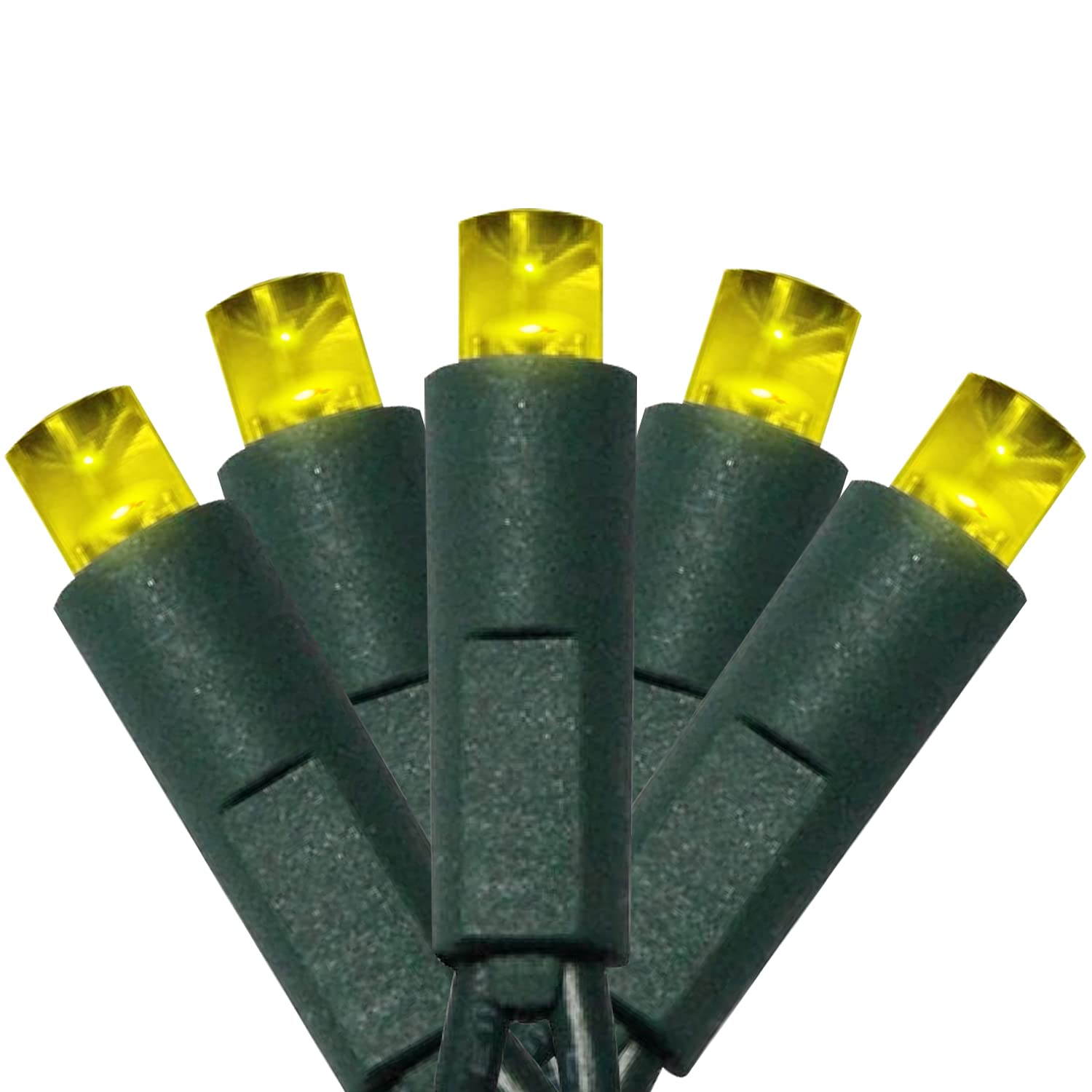 UL Listed 50-Count 5MM Wide Angle LED Christmas Lights Set - 17ft Green Wire with Yellow Bulbs | Outdoor Mini String Lights for Garden, Patio, Halloween & Christmas Tree Decorations | Perfect for Holiday Parties, Wedding Decor & Landscape Lighting