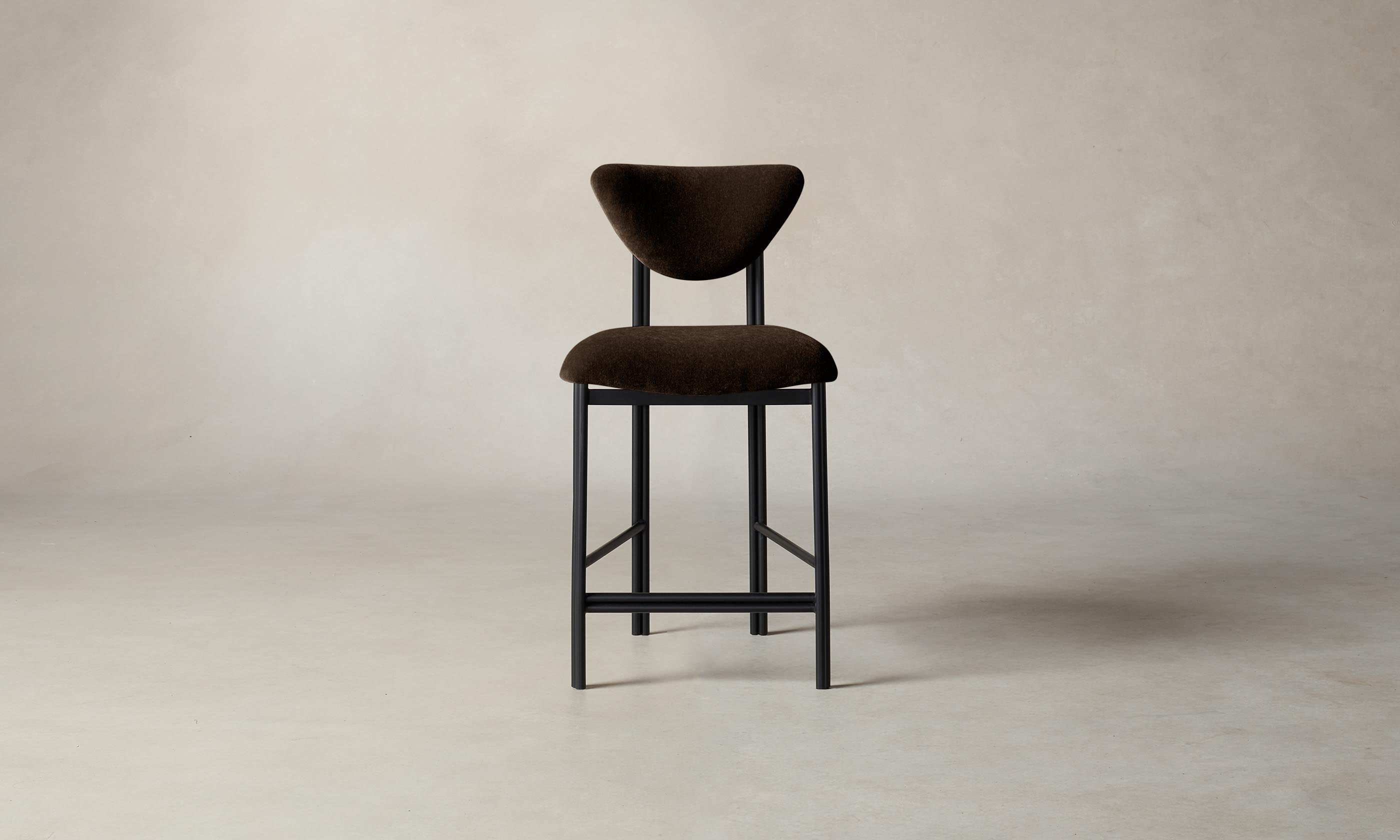 Premium Mohair Chocolate Counter Stool - Modern Bar Stool for Kitchen Island, Breakfast Nook & Home Decor - Comfortable & Stylish Seating Solution