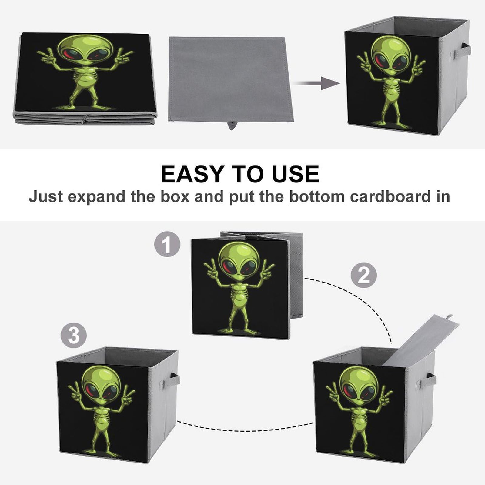 Alien Storage Cubes Organizer with Handles - for Home & Office Organization