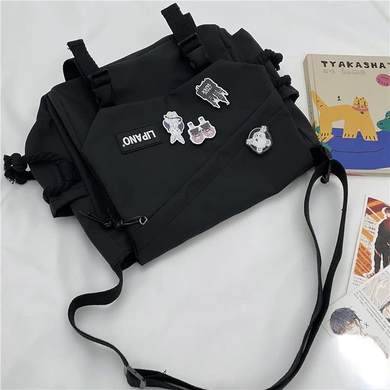 PBKABIUG Stylish Nylon Messenger Bag for Women - Kawaii Crossbody Shoulder Bag with Cute Accessories, Aesthetic Tote Purse | Perfect for School, Work, Travel & Daily Use