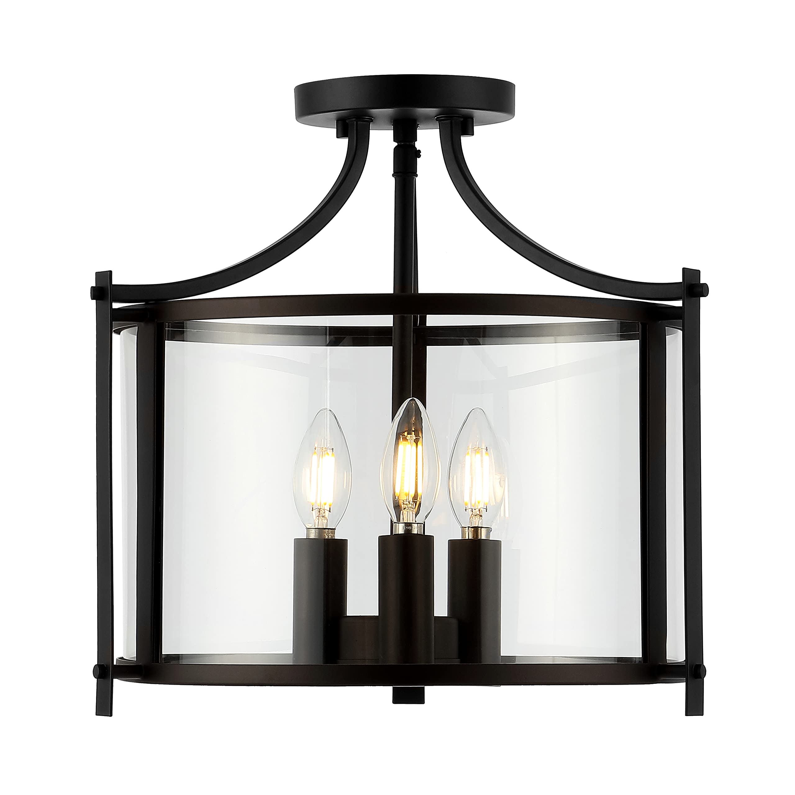 SAFAVIEH Grenten 3-Light Flush Mount Ceiling Light Fixture - Oil Rubbed Bronze Finish - LED Bulbs Included - Perfect for Kitchen, Bathroom, Dining Room, Bedroom, Foyer & Hallway Lighting