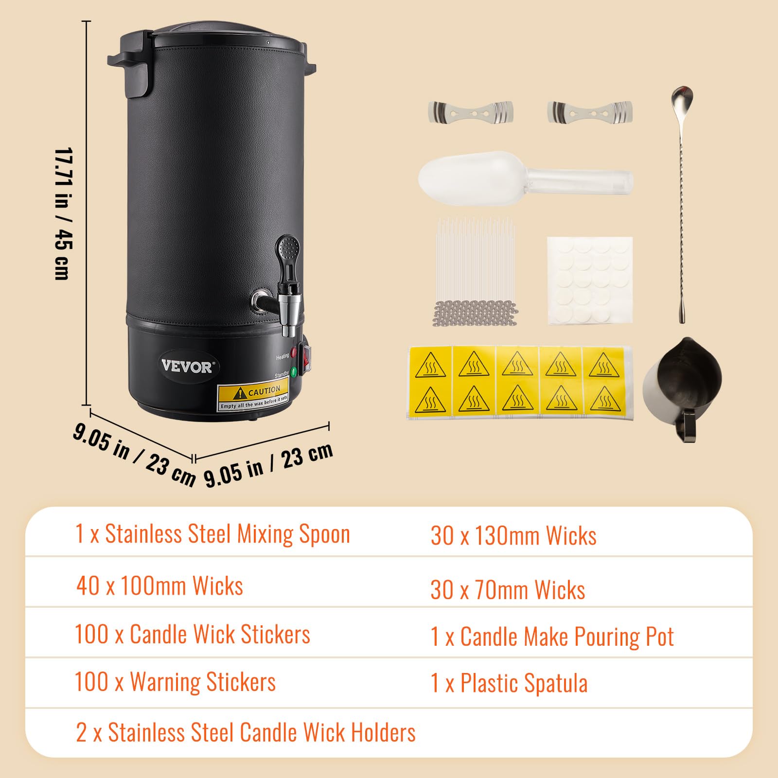 VEVOR 10L Extra Large Electric Wax Melting Pot for Candle Making - 9-Level Temperature Control, Easy Pour Spout & Clean Design - Perfect for DIY Candle, Soap, Cream Production at Home or Business (Ideal for Small Batch Crafting & Beauty Product Manufacturing)
