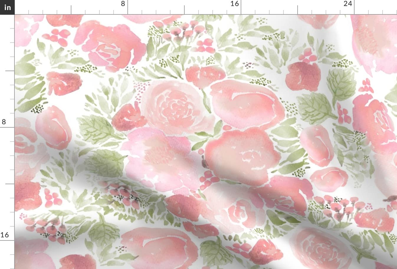 Blush Bouquets Watercolor Floral Printed Velvet Fabric - Romantic Spring Flowers Upholstery Material for Home Decor, Apparel & DIY Projects (Fat Quarter) | Perfect for Curtains, Pillows, Dresses & Crafting