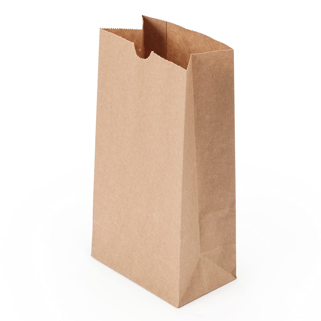 100-Pack 4 LB Disposable Lunch Bags - Flat Bottom Kraft Takeout Bags for Restaurants, Cafes & Bakeries | Sturdy Eco-Friendly Popcorn & Food Packaging Bags for Catering, Food Trucks & Party Events