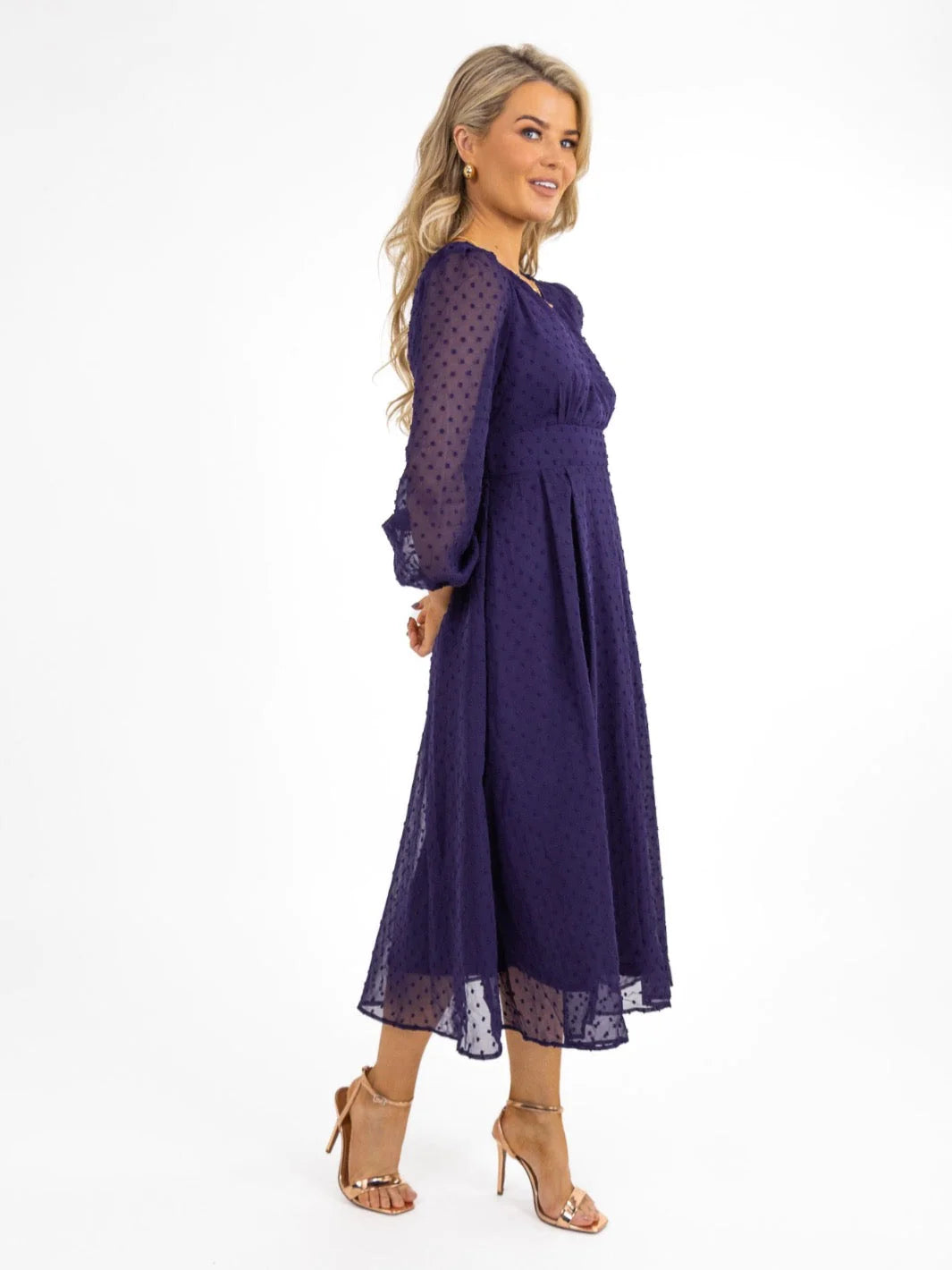 Elegant AUDREY MIDI DRESS in Purple - Perfect for Weddings, Parties & Special Occasions